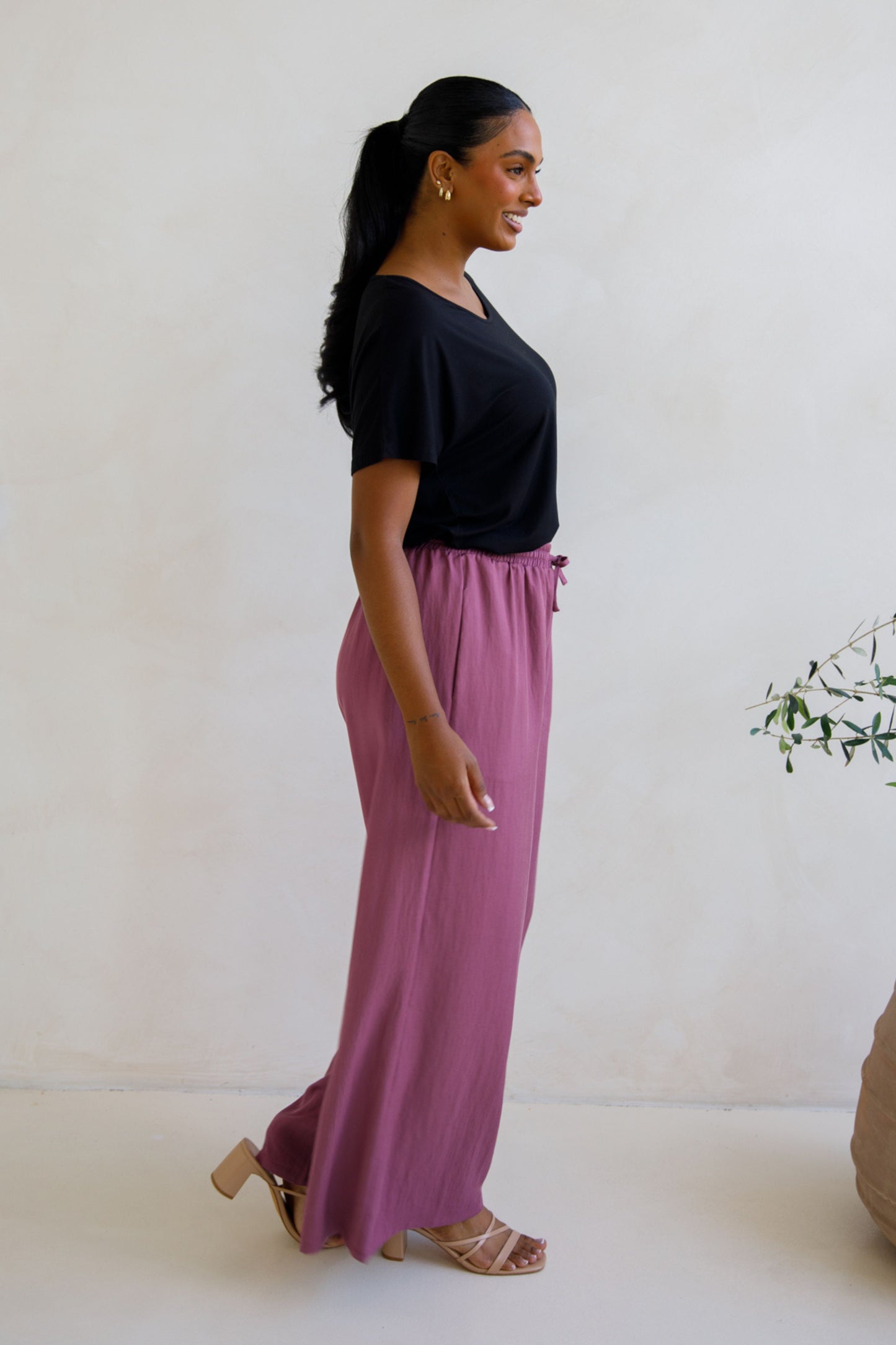 Ella Wide Leg Pant | Mulberry