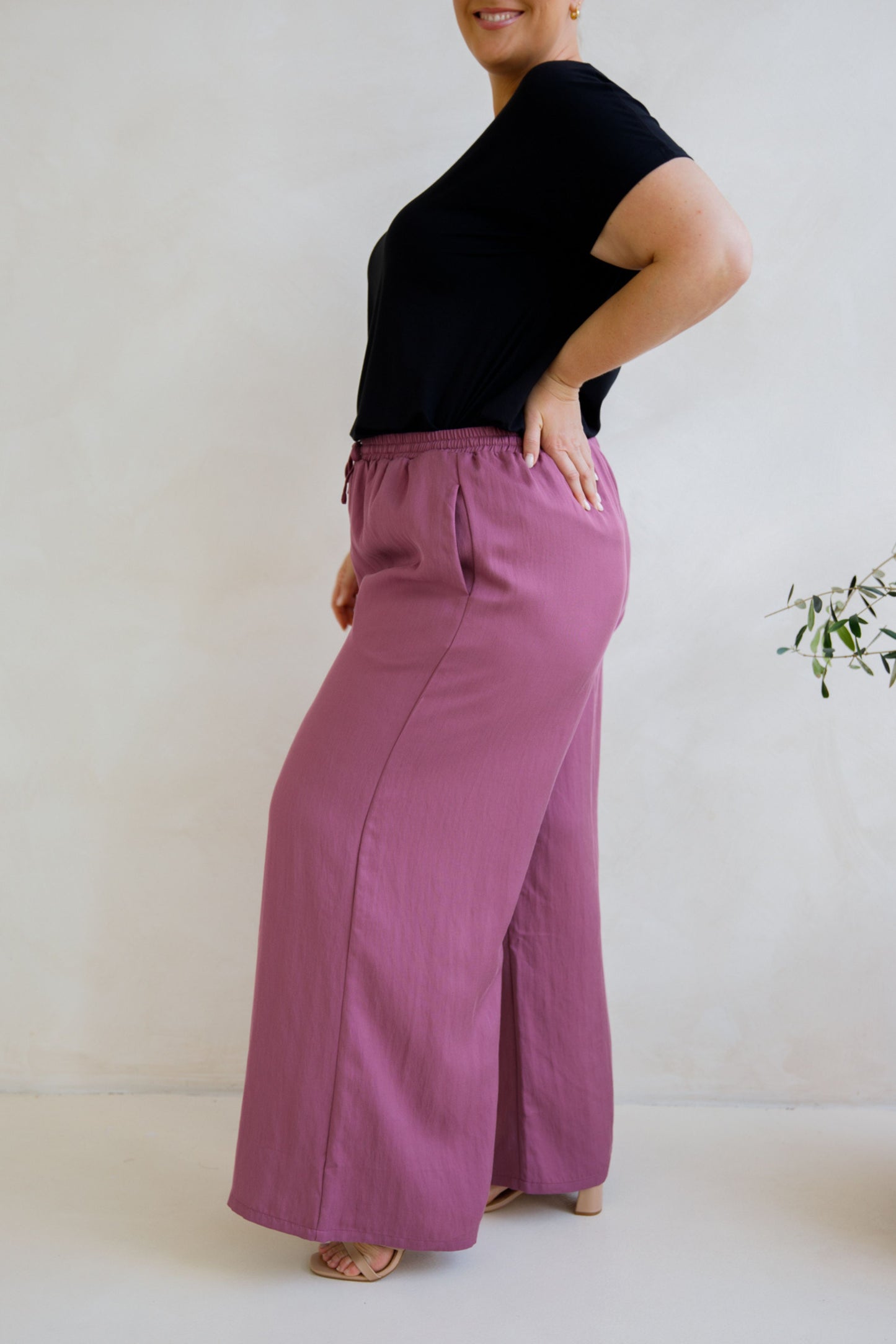 Ella Wide Leg Pant | Mulberry