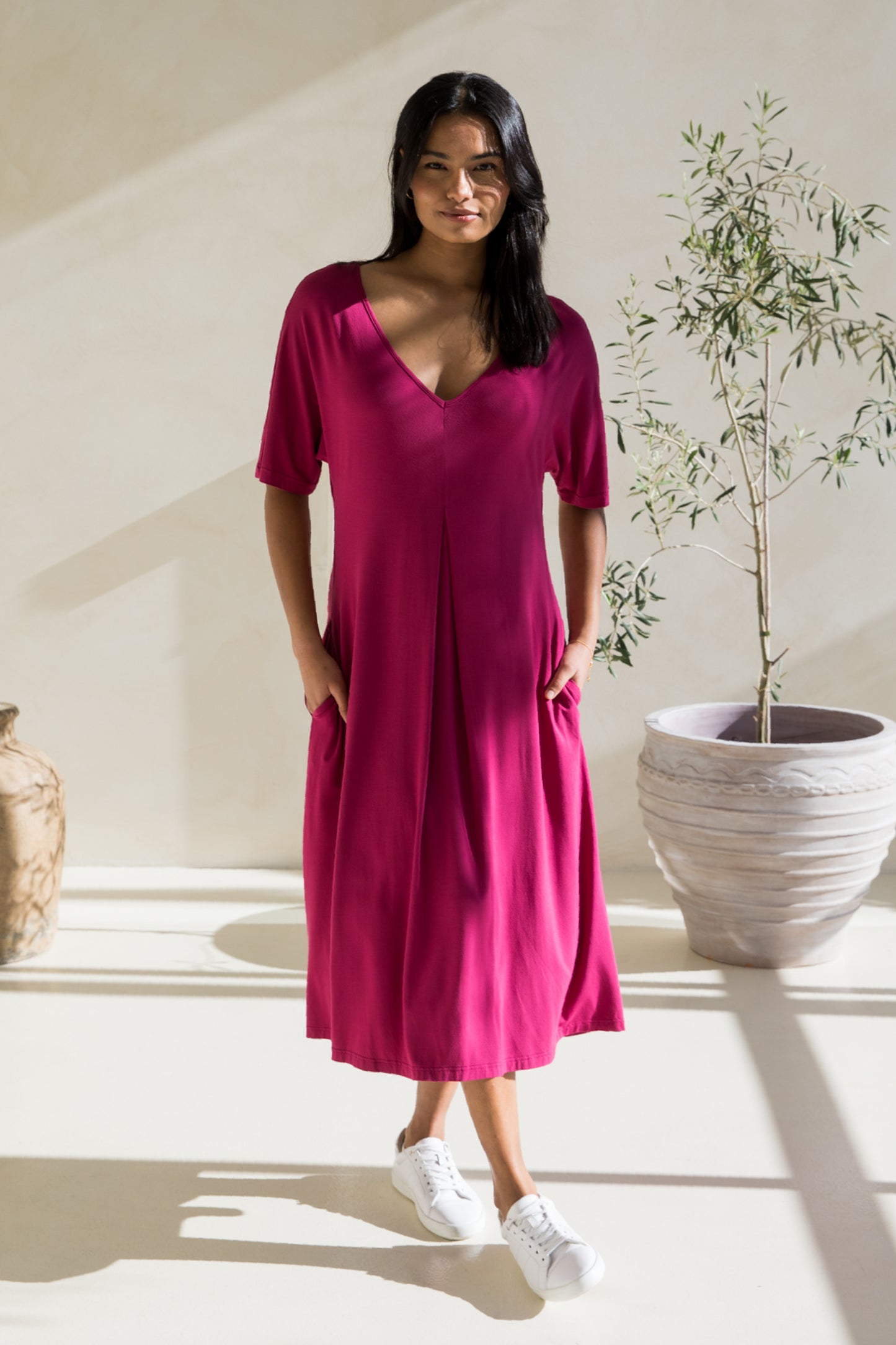 Erika Dress | Soft Maroon