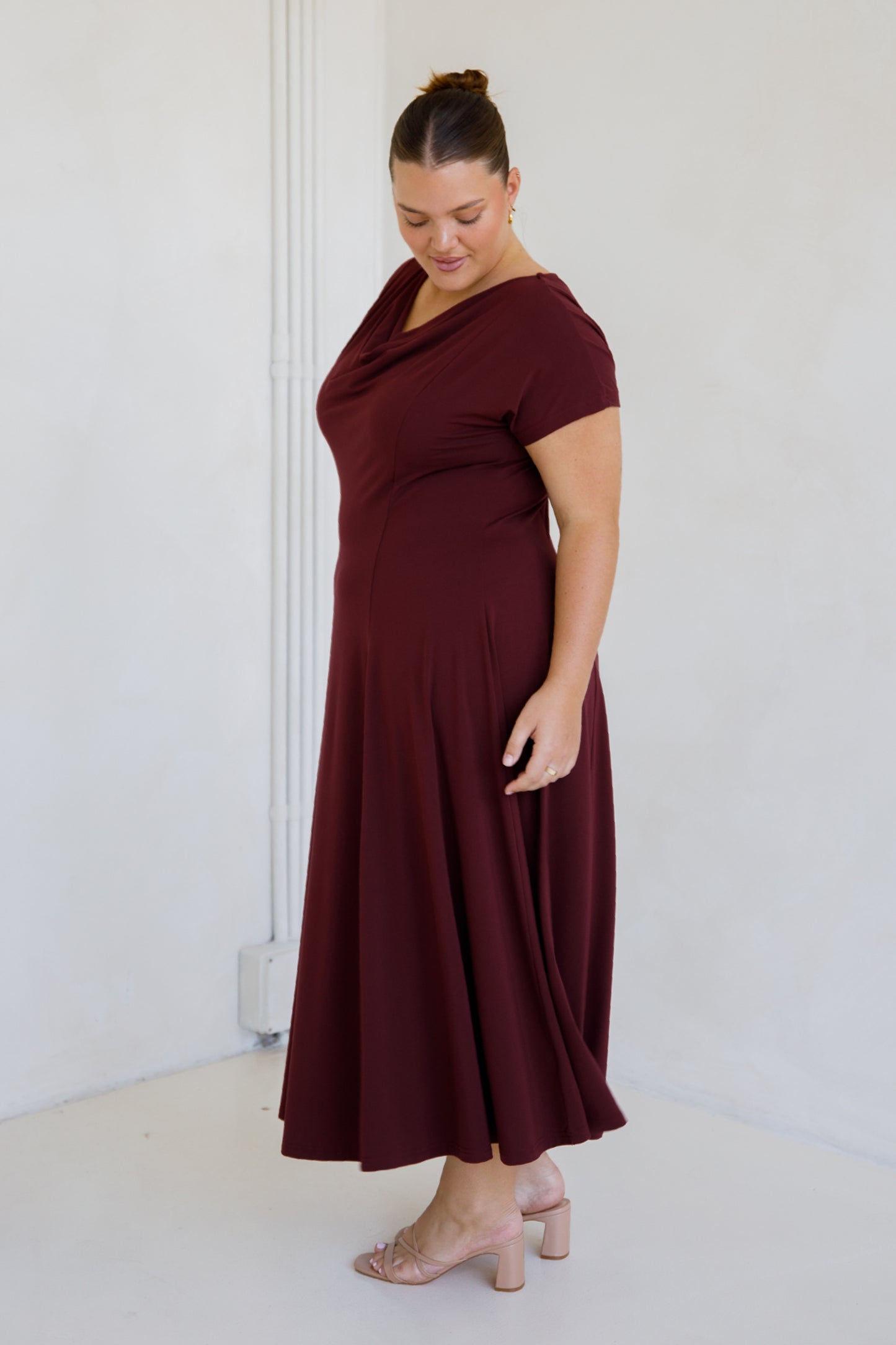EVE Bamboo Short Sleeve Midi/Maxi Dress | Cranberry | FINAL SALE