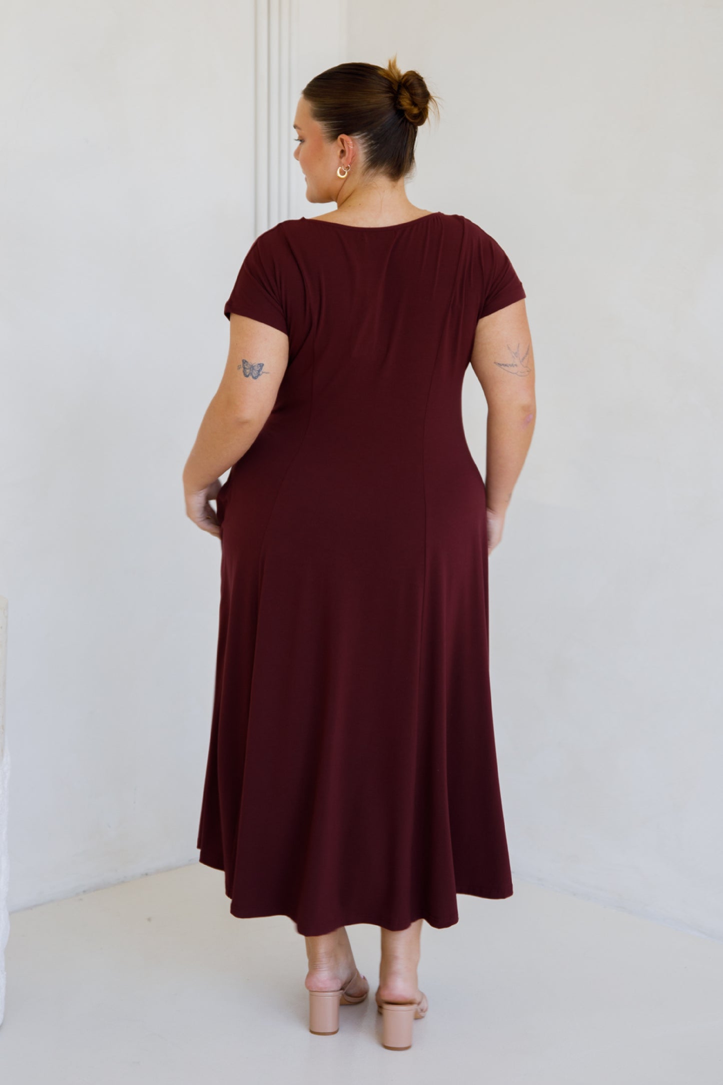 EVE Bamboo Short Sleeve Midi/Maxi Dress | Cranberry | FINAL SALE