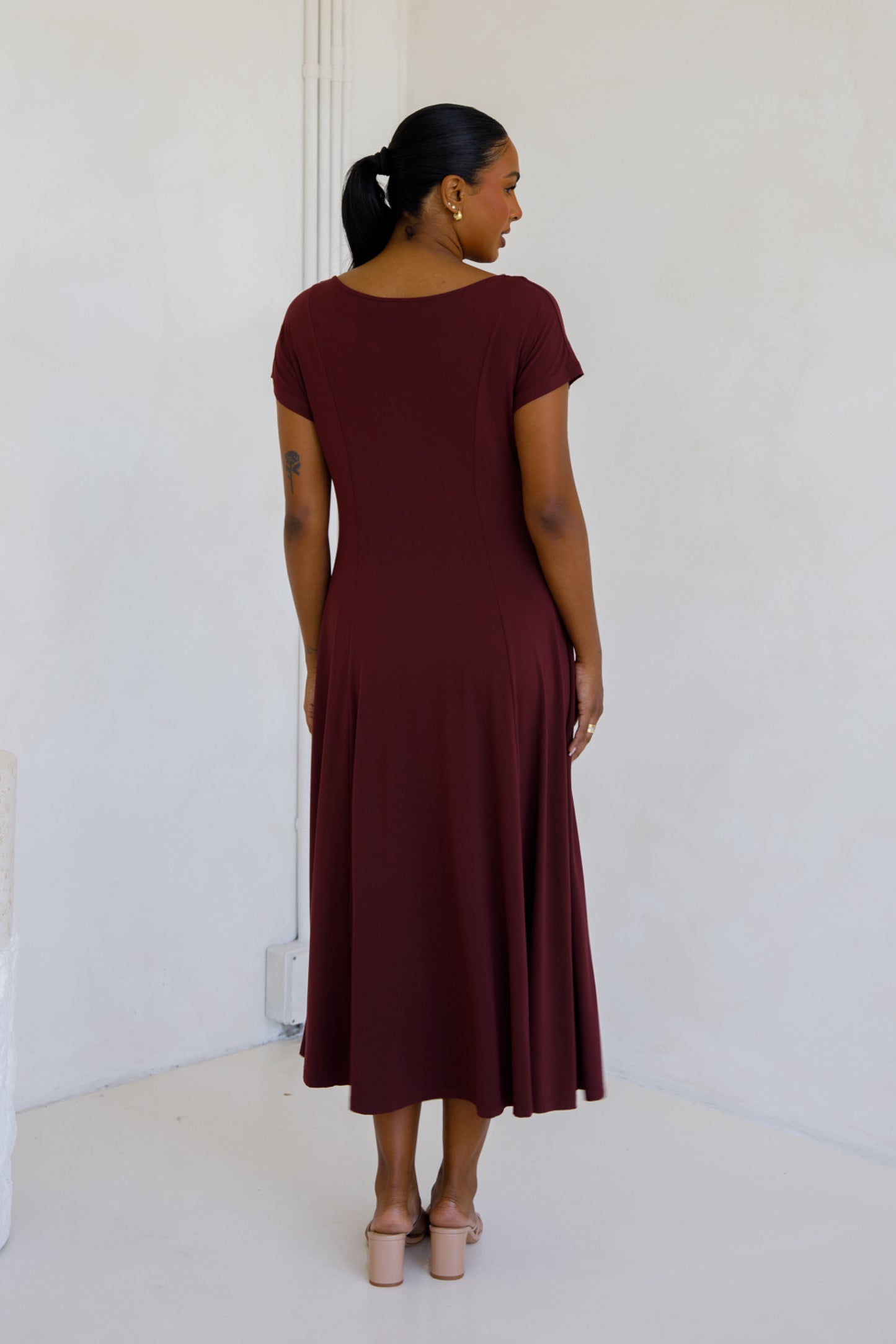 EVE Bamboo Short Sleeve Midi/Maxi Dress | Cranberry | FINAL SALE