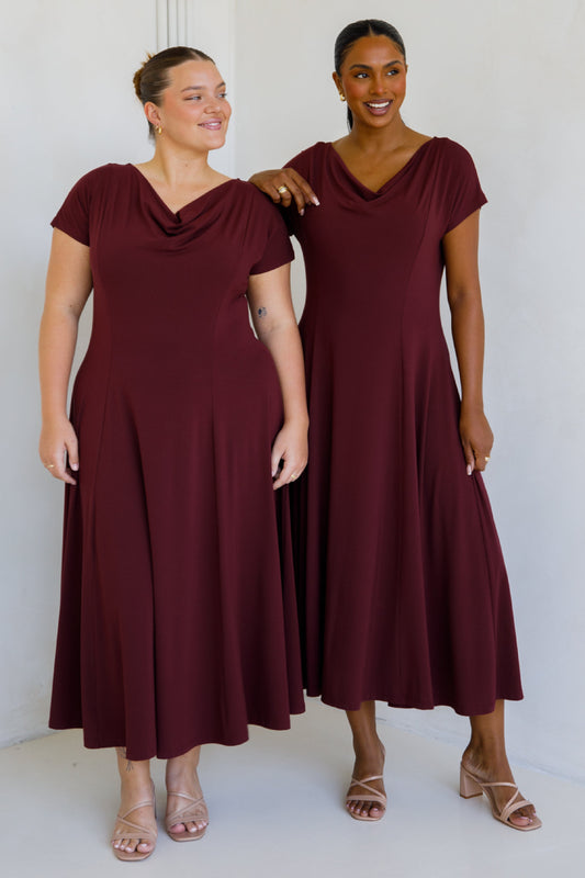 EVE Bamboo Short Sleeve Midi/Maxi Dress | Cranberry | FINAL SALE
