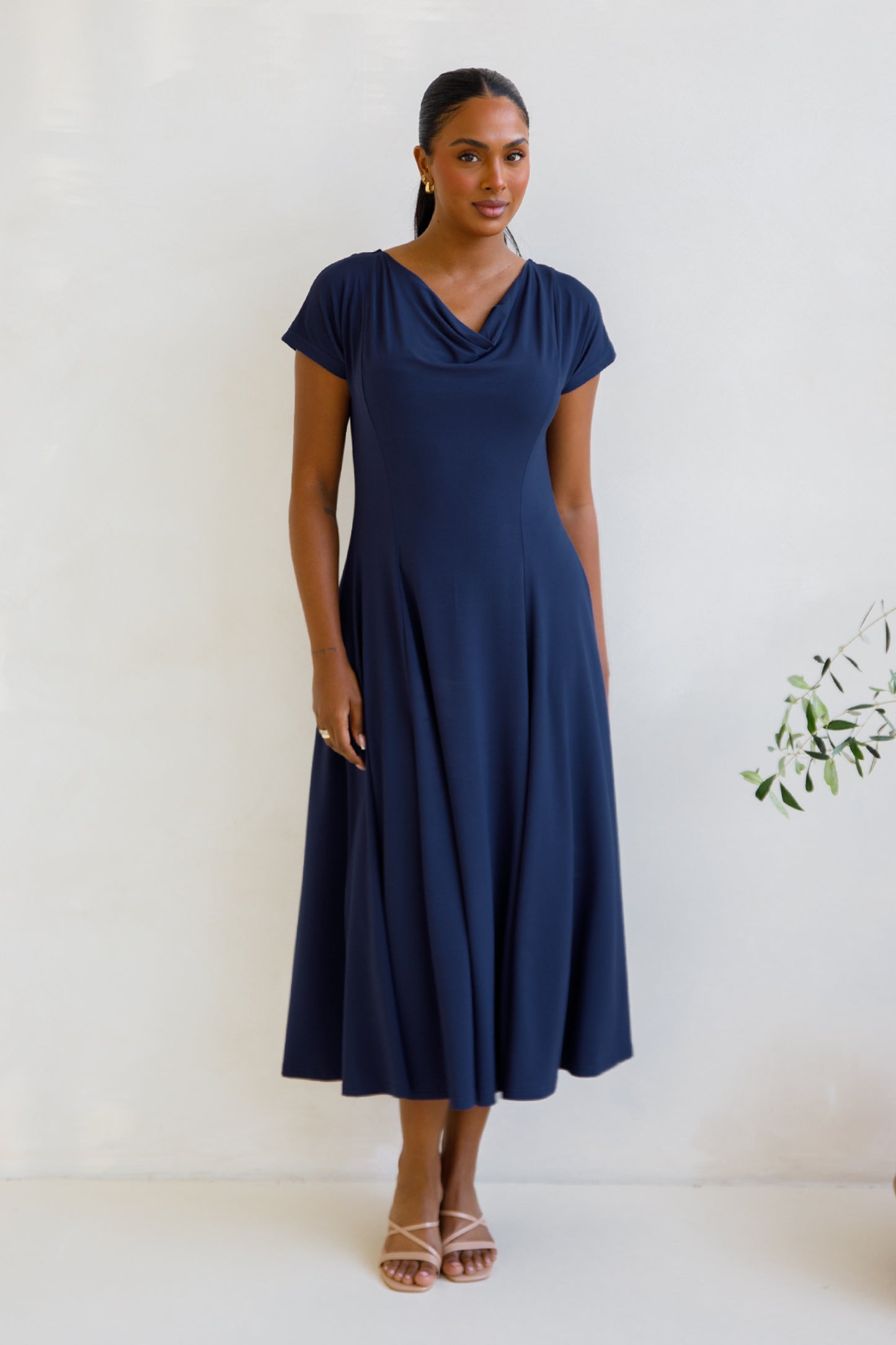 EVE Bamboo Short Sleeve Midi/Maxi Dress | Navy | FINAL SALE