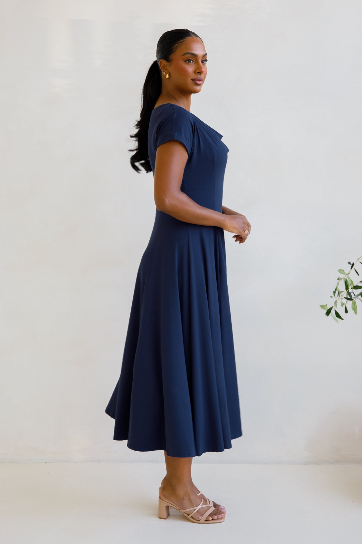 EVE Bamboo Short Sleeve Midi/Maxi Dress | Navy | FINAL SALE