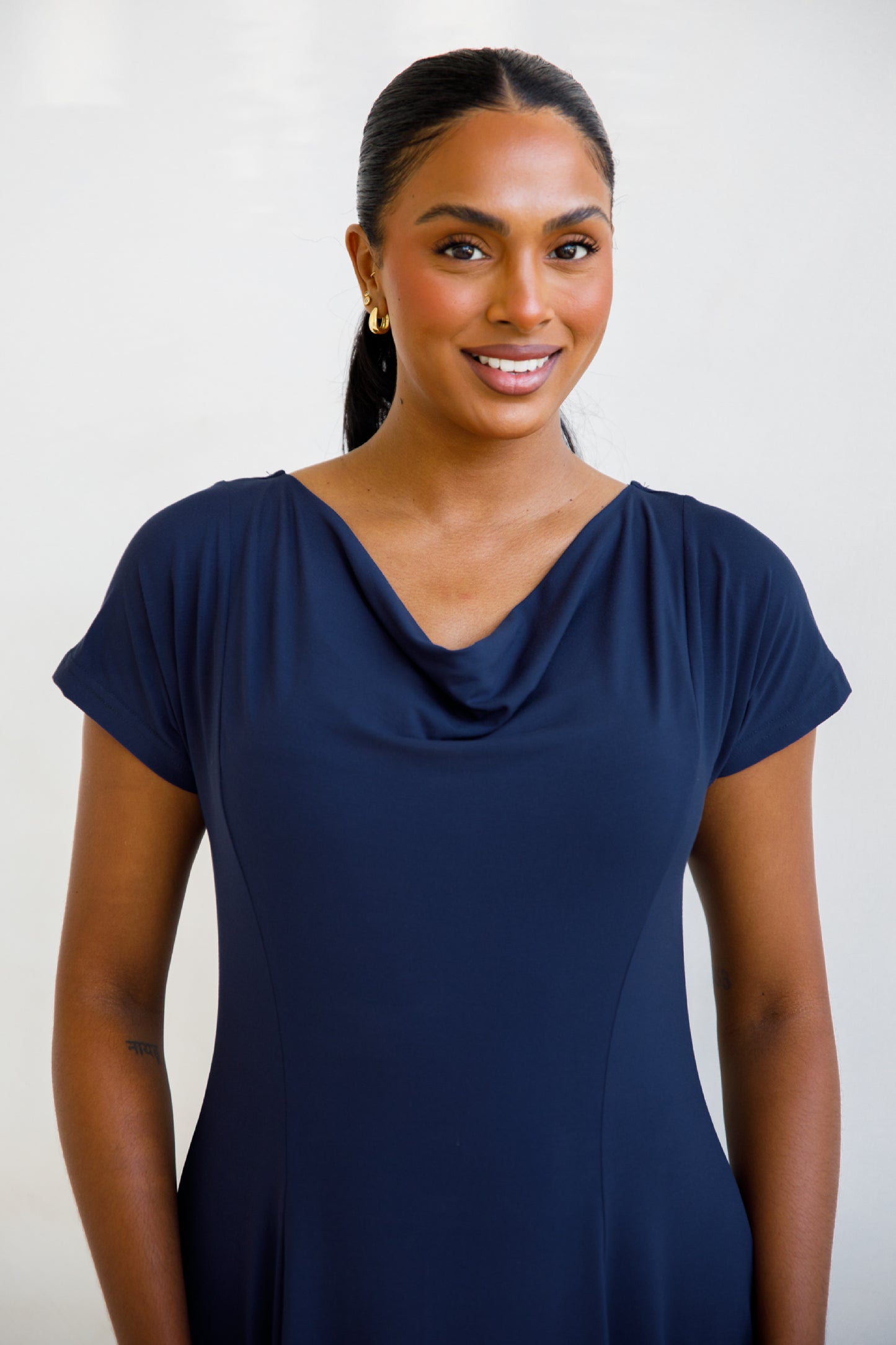 EVE Bamboo Short Sleeve Midi/Maxi Dress | Navy | FINAL SALE