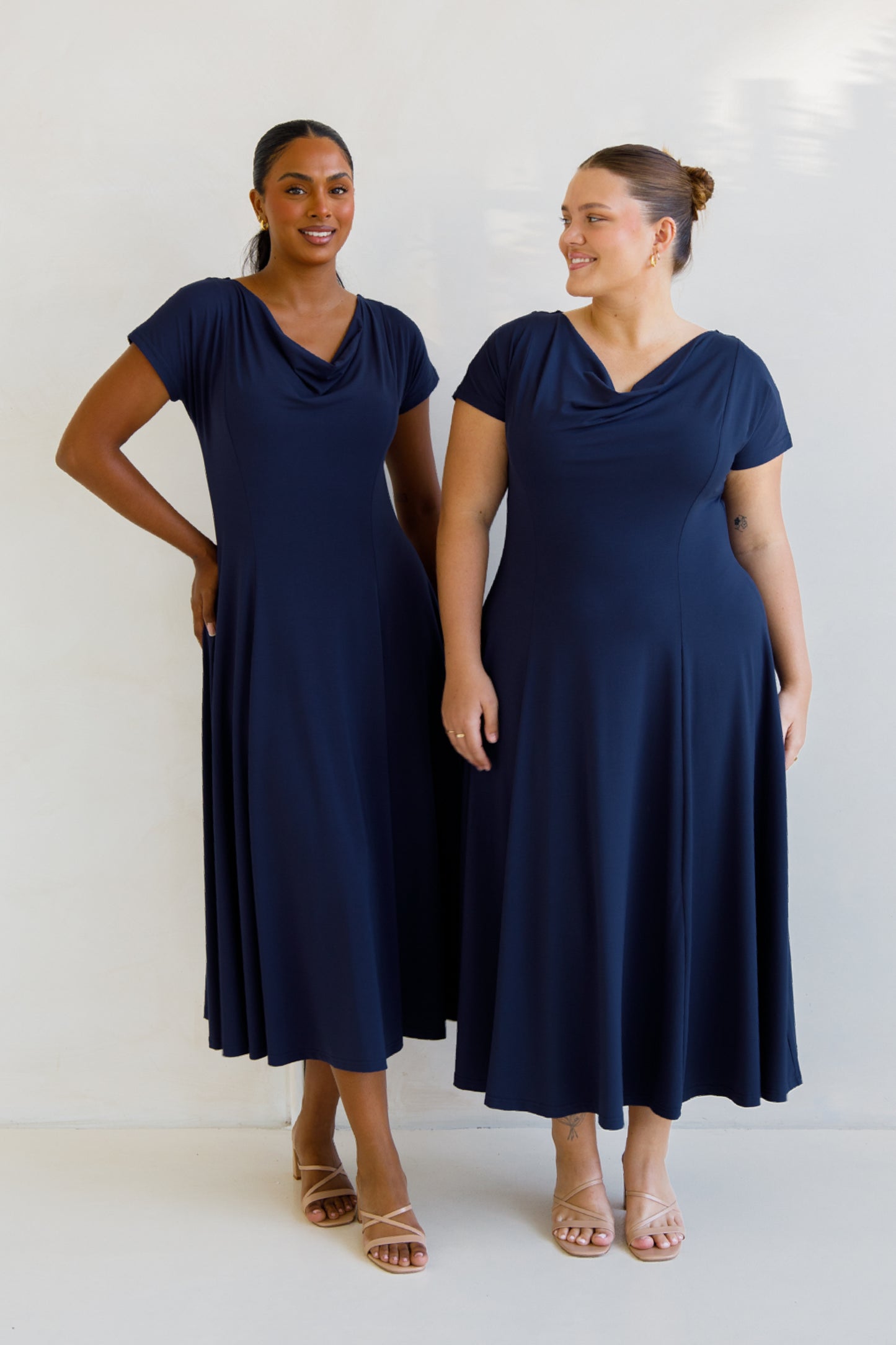 EVE Bamboo Short Sleeve Midi/Maxi Dress | Navy | FINAL SALE