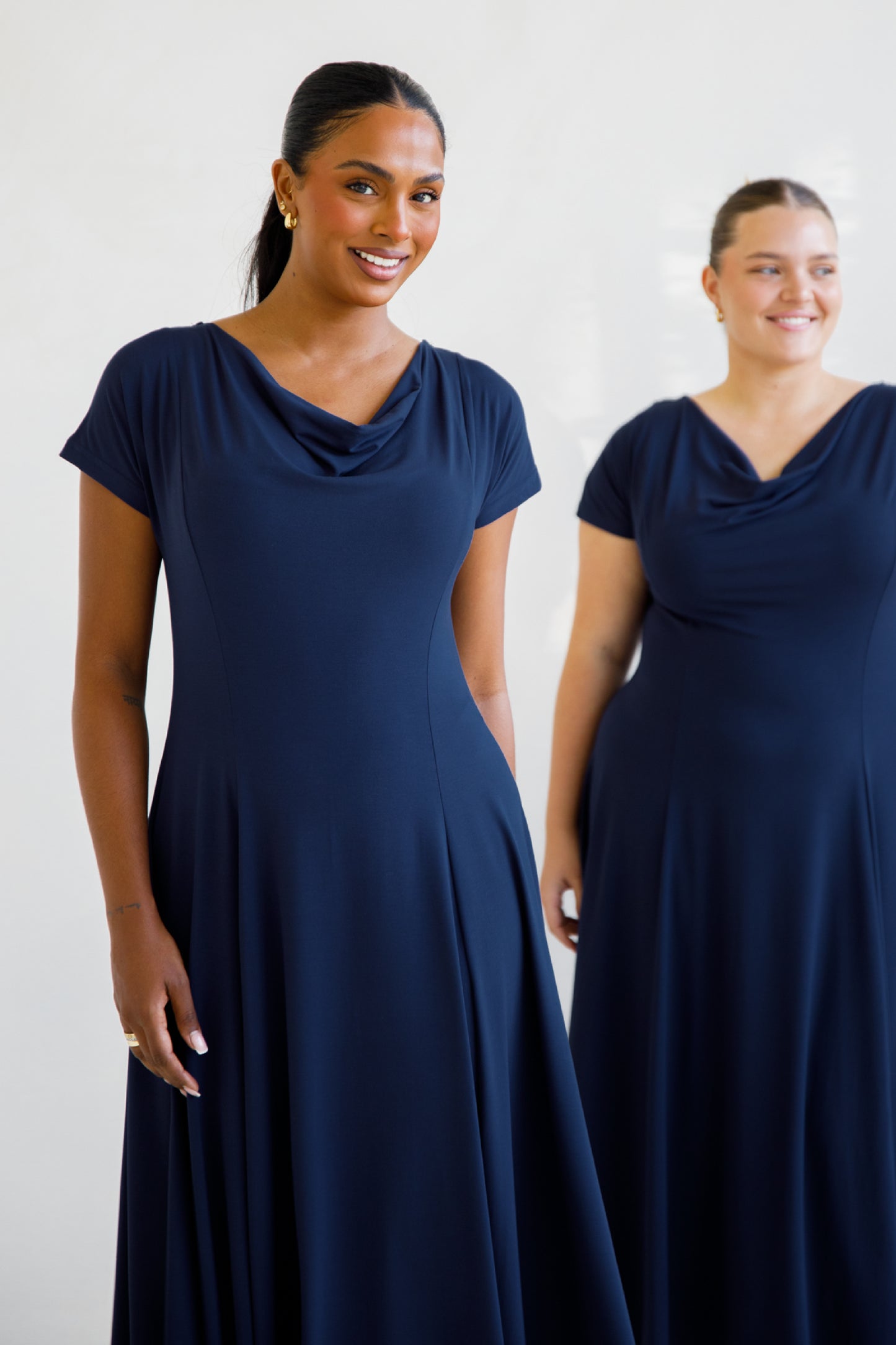EVE Bamboo Short Sleeve Midi/Maxi Dress | Navy | FINAL SALE