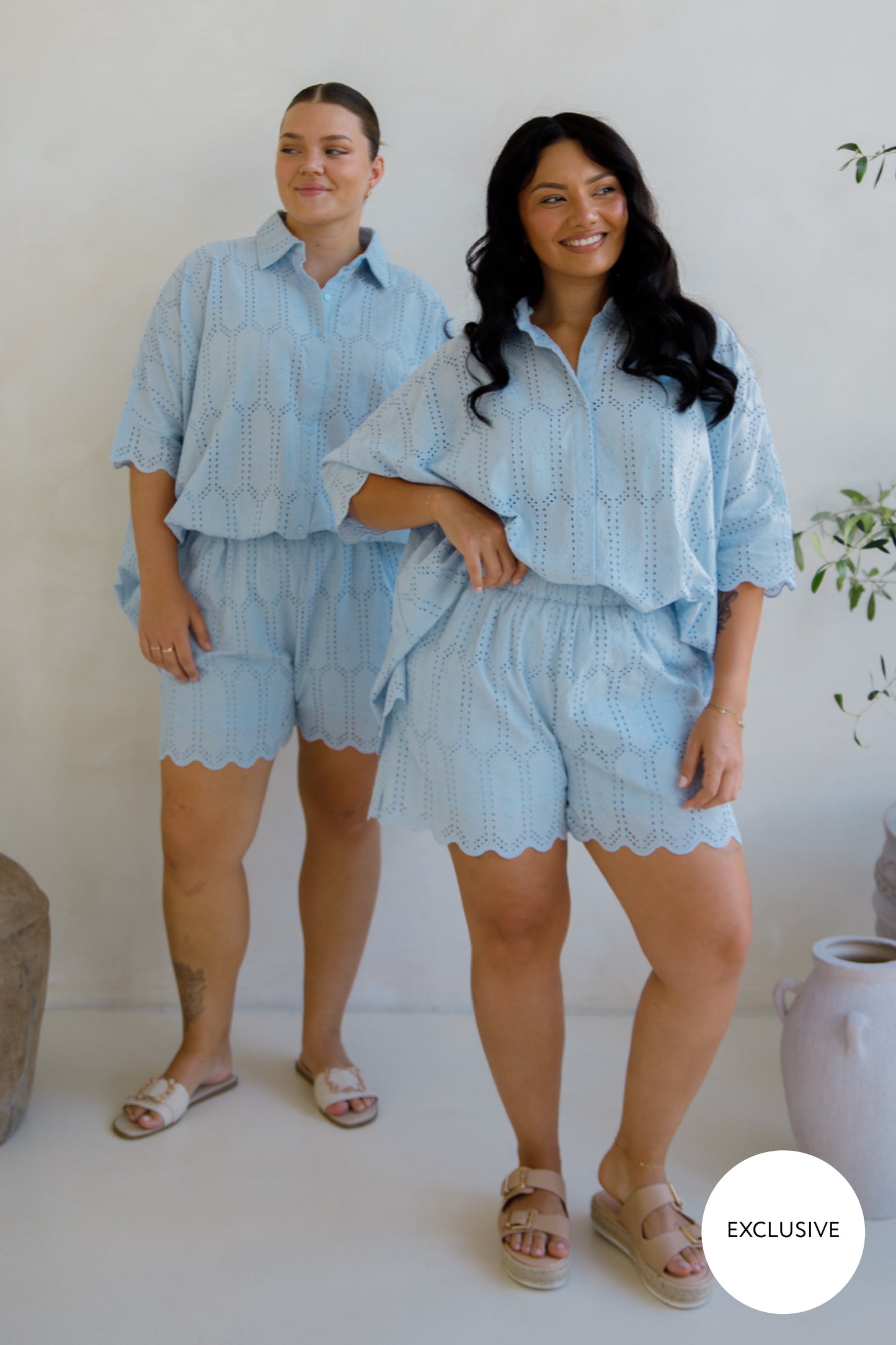 Fleur Broderie Anglaise Shorts | Powder Blue | FINAL SALE