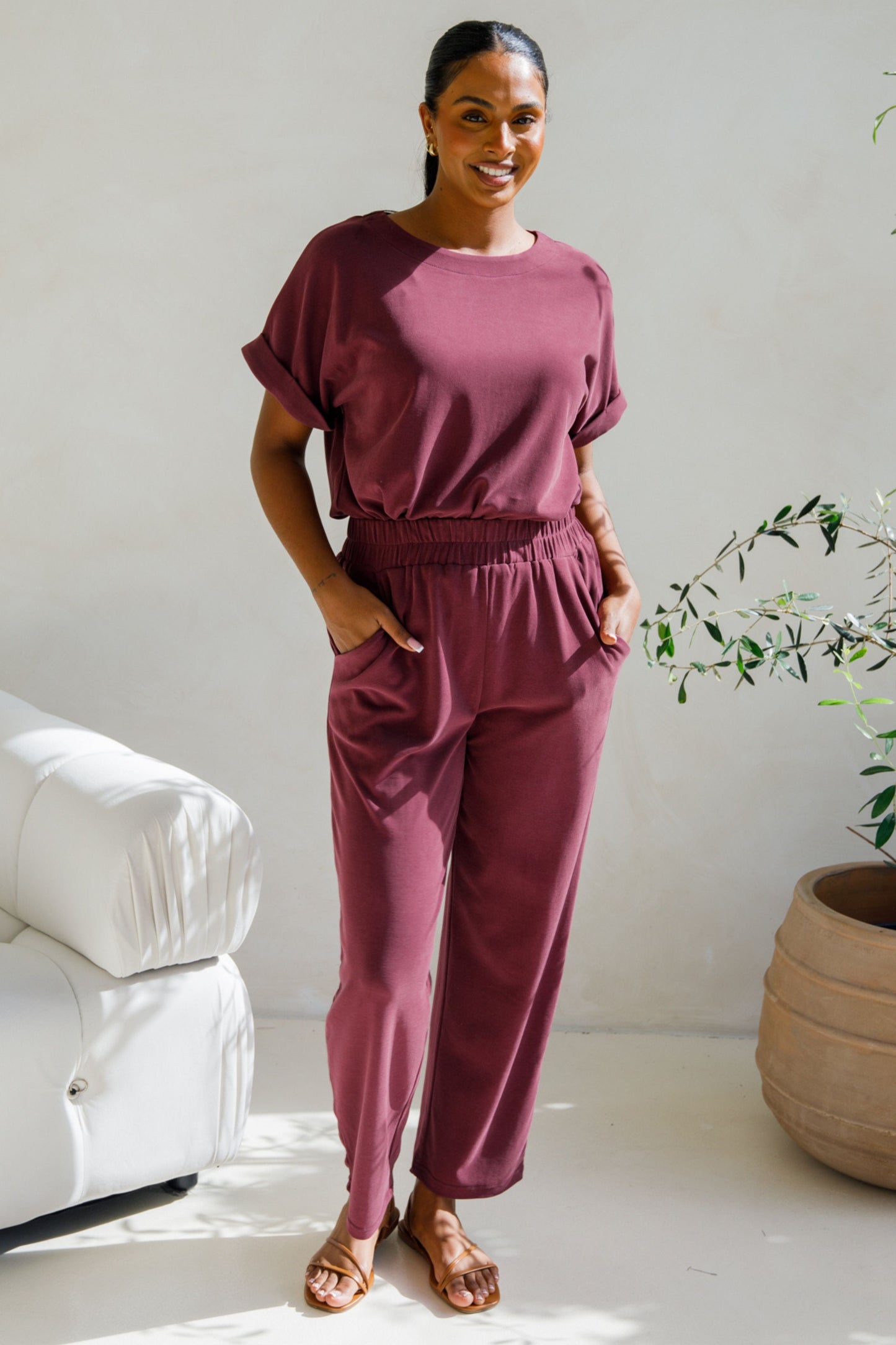 Frankie Cropped Lounge Pant | Shiraz