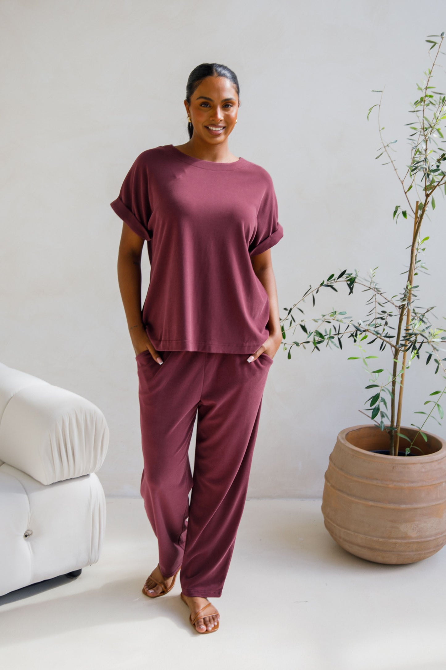 Frankie Cropped Lounge Pant | Shiraz