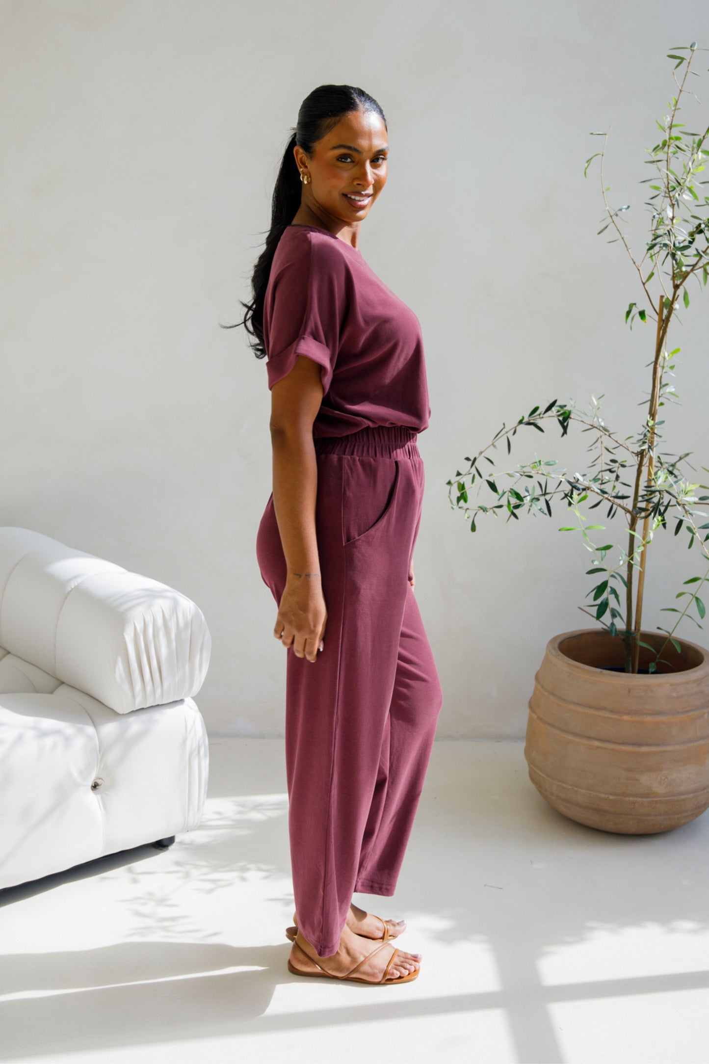 Frankie Cropped Lounge Pant | Shiraz