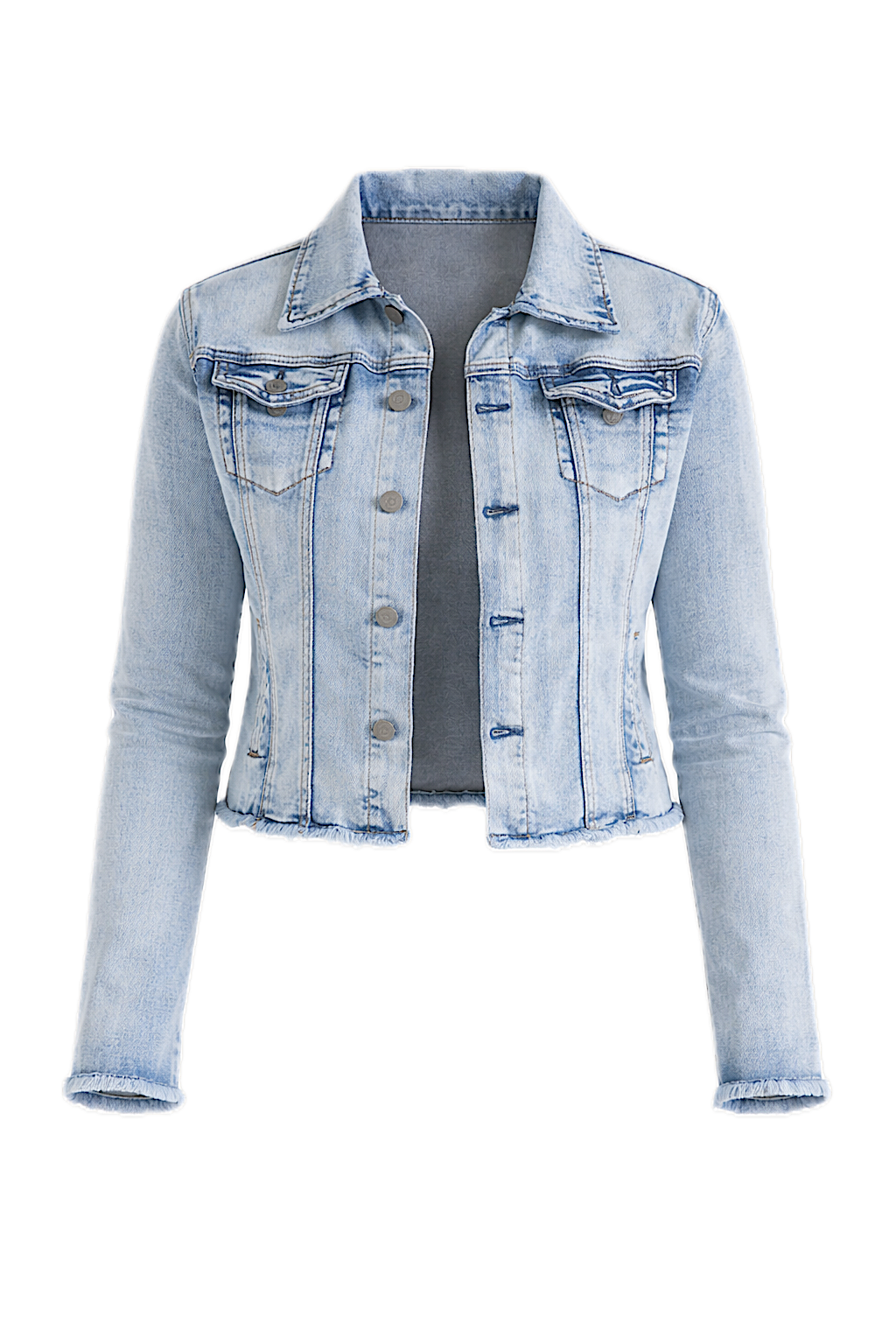 FRAY Denim Long Sleeve Cropped Jacket | Light Wash