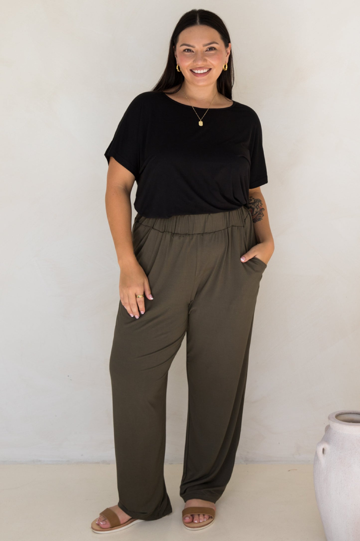 Frankie Cropped Bamboo Pant | Moss Green | FINAL SALE