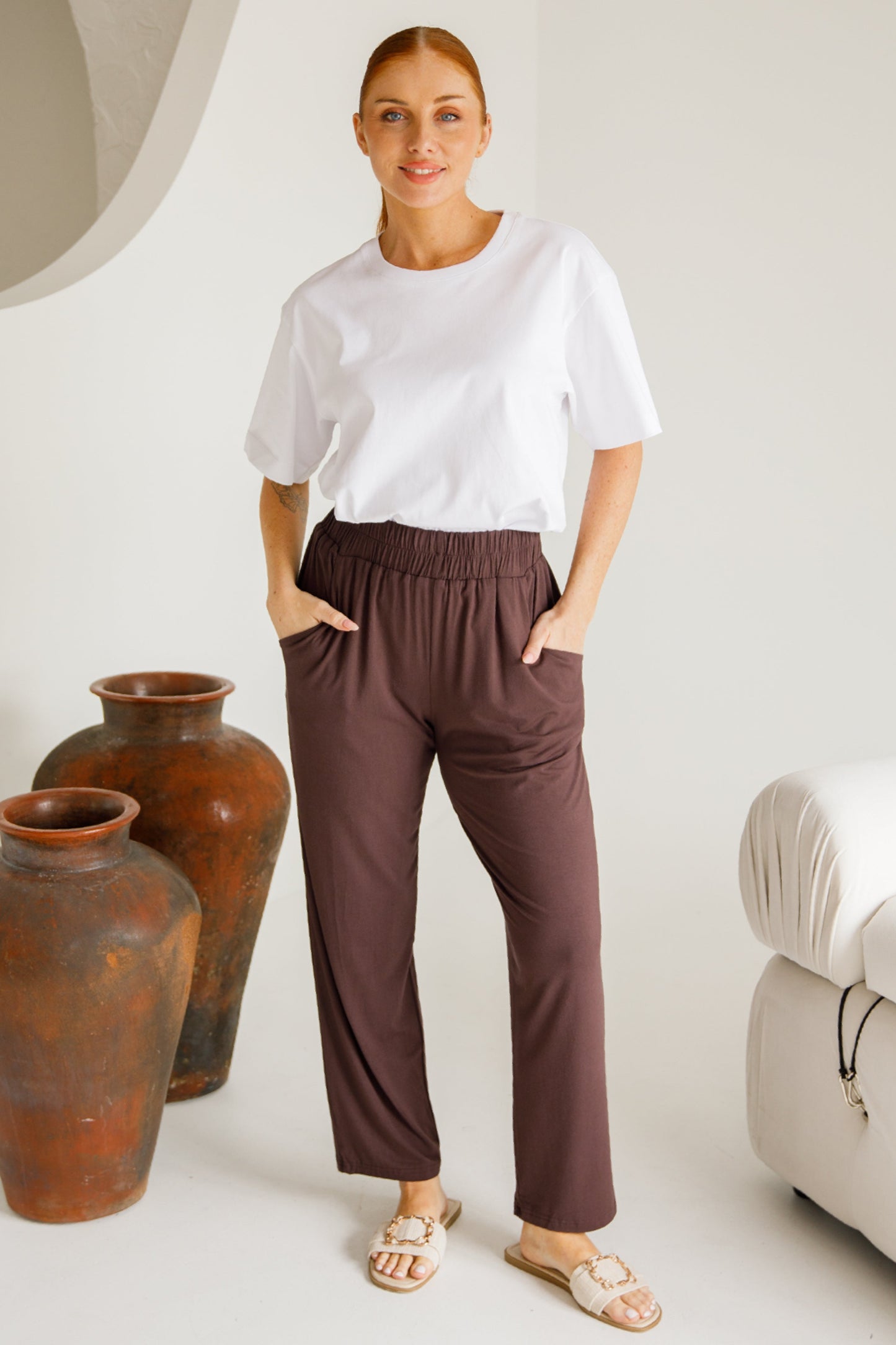 Frankie Cropped Bamboo Pant | Chocolate