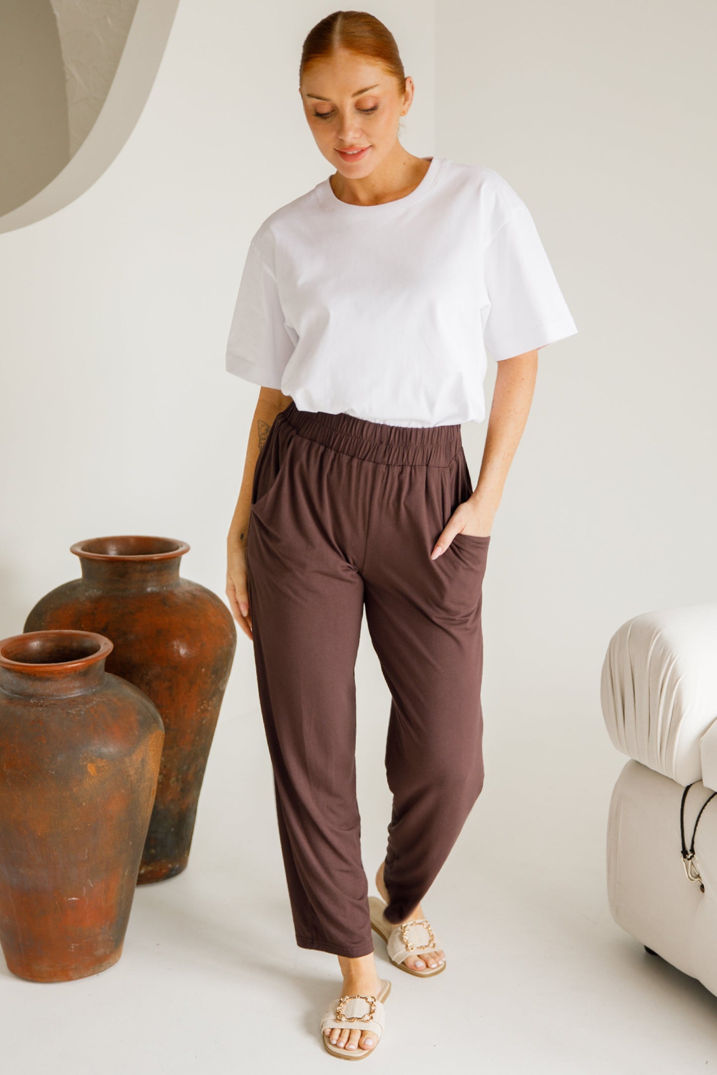 Frankie Cropped Bamboo Pant | Chocolate