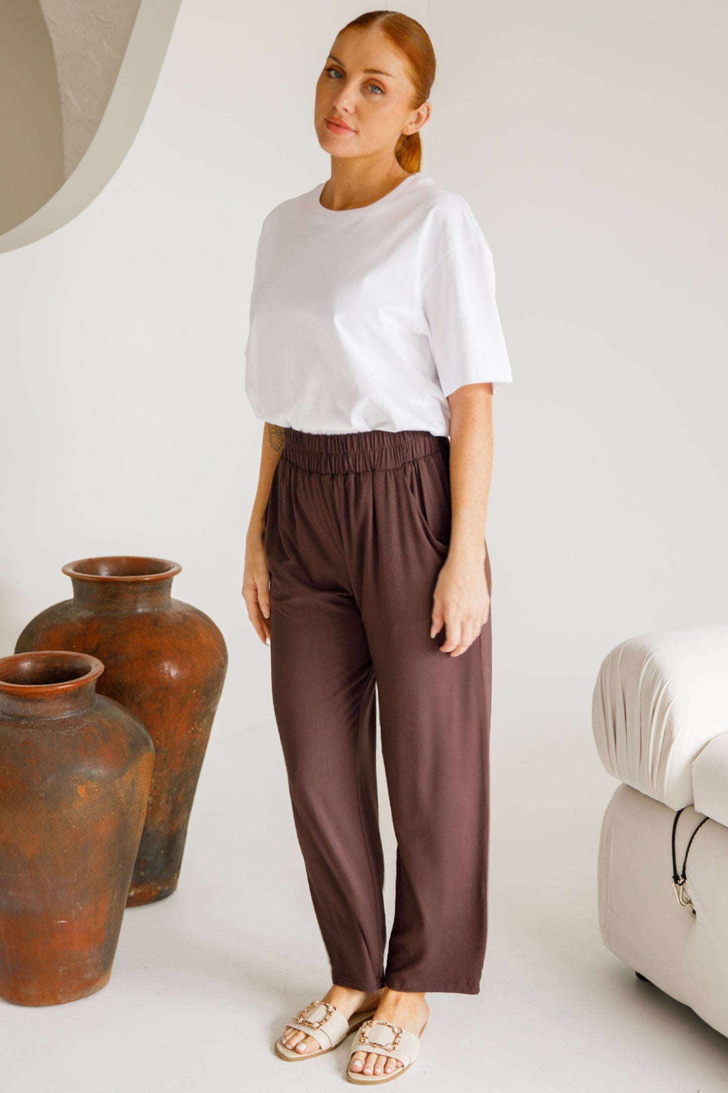 Frankie Cropped Bamboo Pant | Chocolate