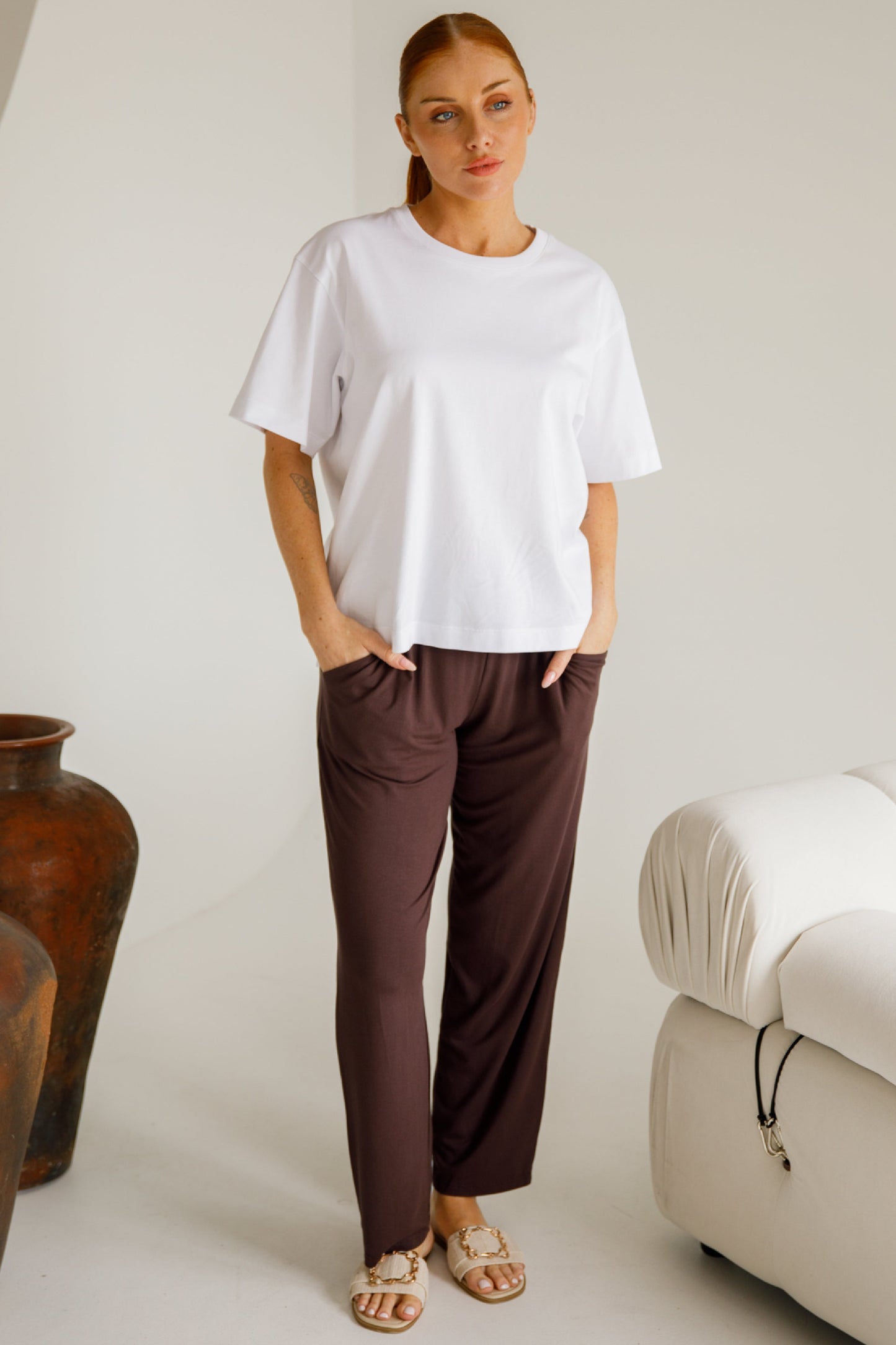 Frankie Cropped Bamboo Pant | Chocolate