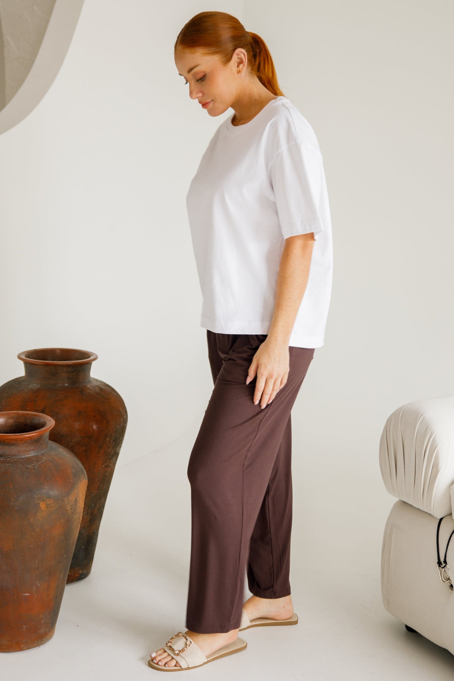 Frankie Cropped Bamboo Pant | Chocolate