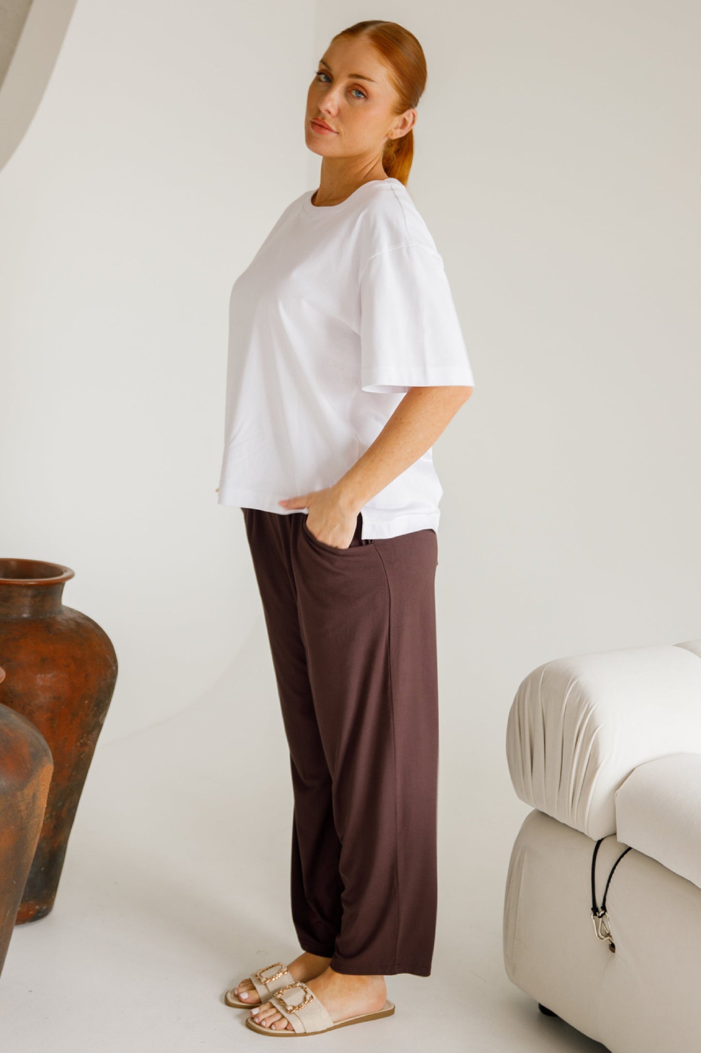 Frankie Cropped Bamboo Pant | Chocolate
