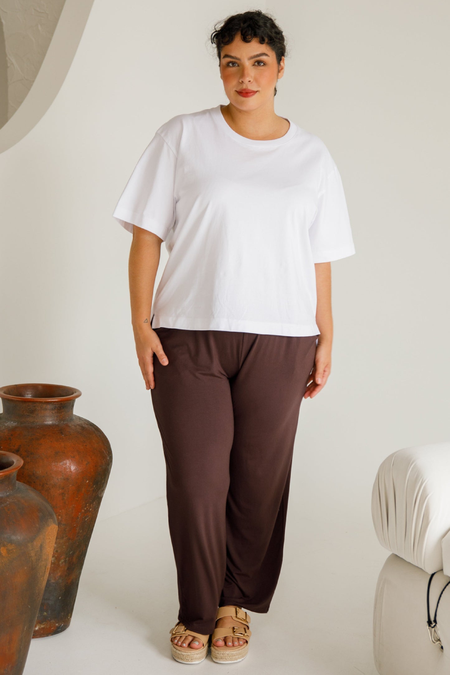 Frankie Cropped Bamboo Pant | Chocolate
