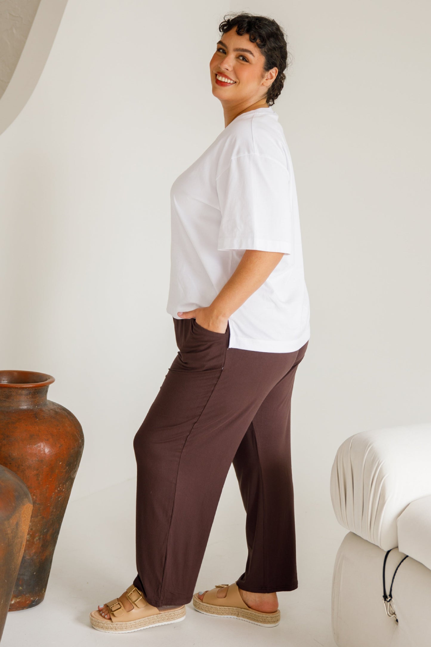 Frankie Cropped Bamboo Pant | Chocolate