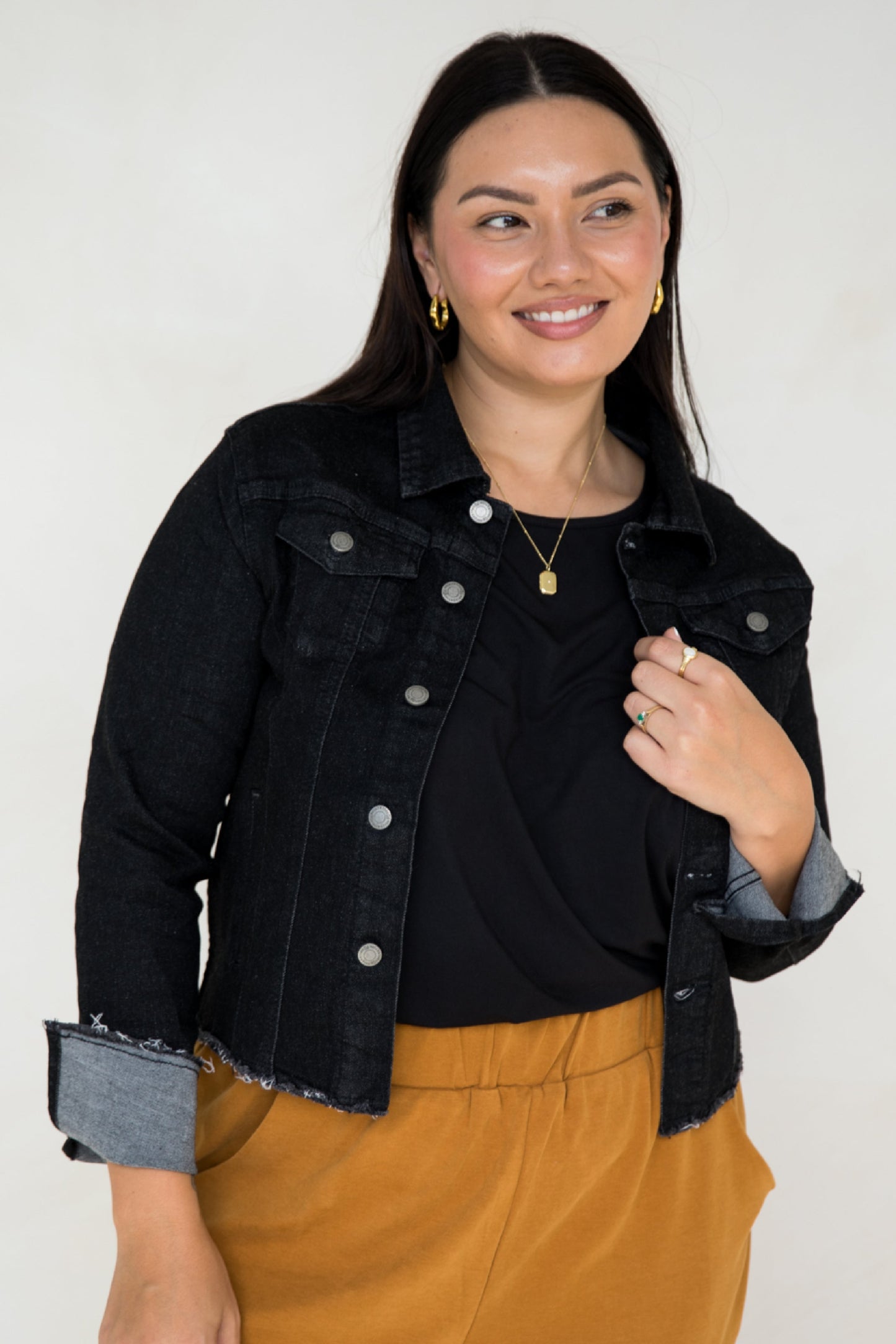 Frayed Denim Jacket | Black | FINAL SALE
