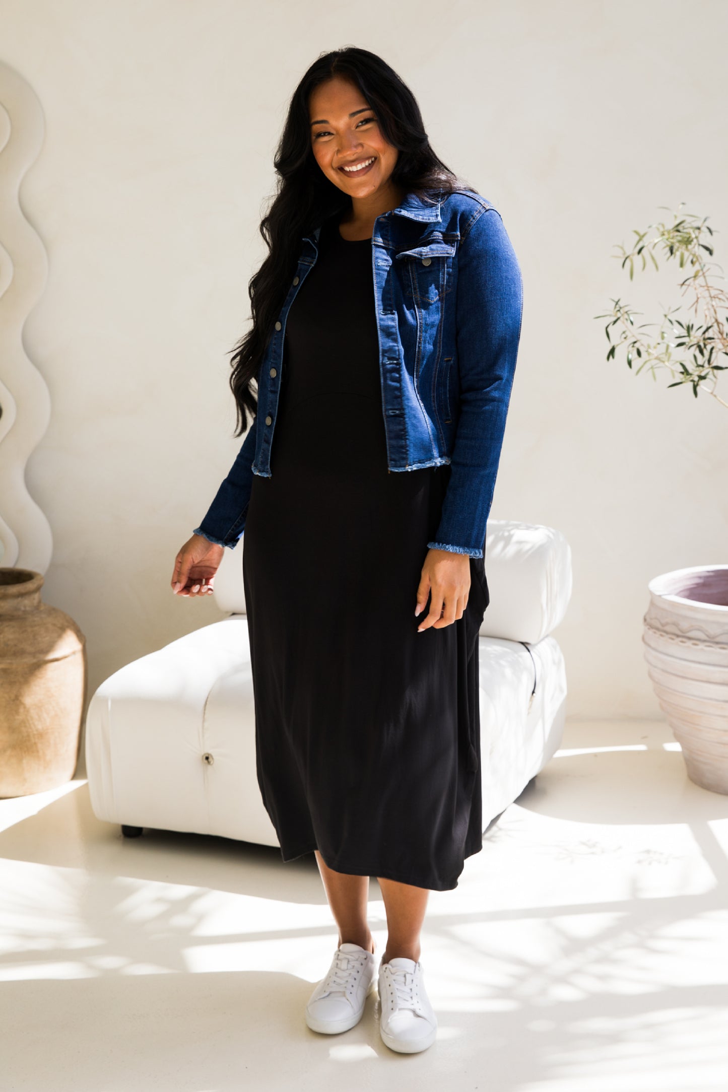 Frayed Denim Jacket | Dark Blue | FINAL SALE