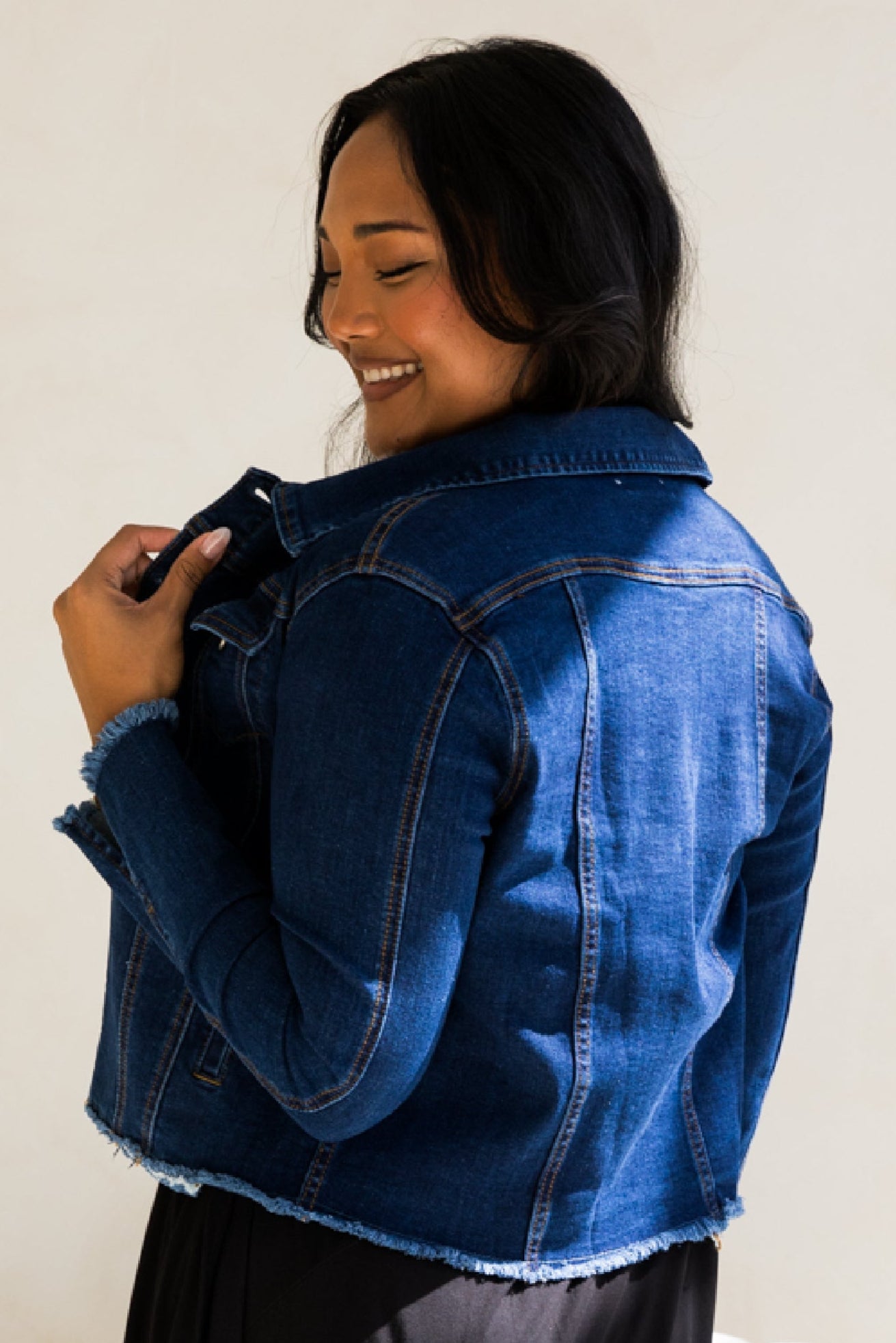 Frayed Denim Jacket | Dark Blue | FINAL SALE