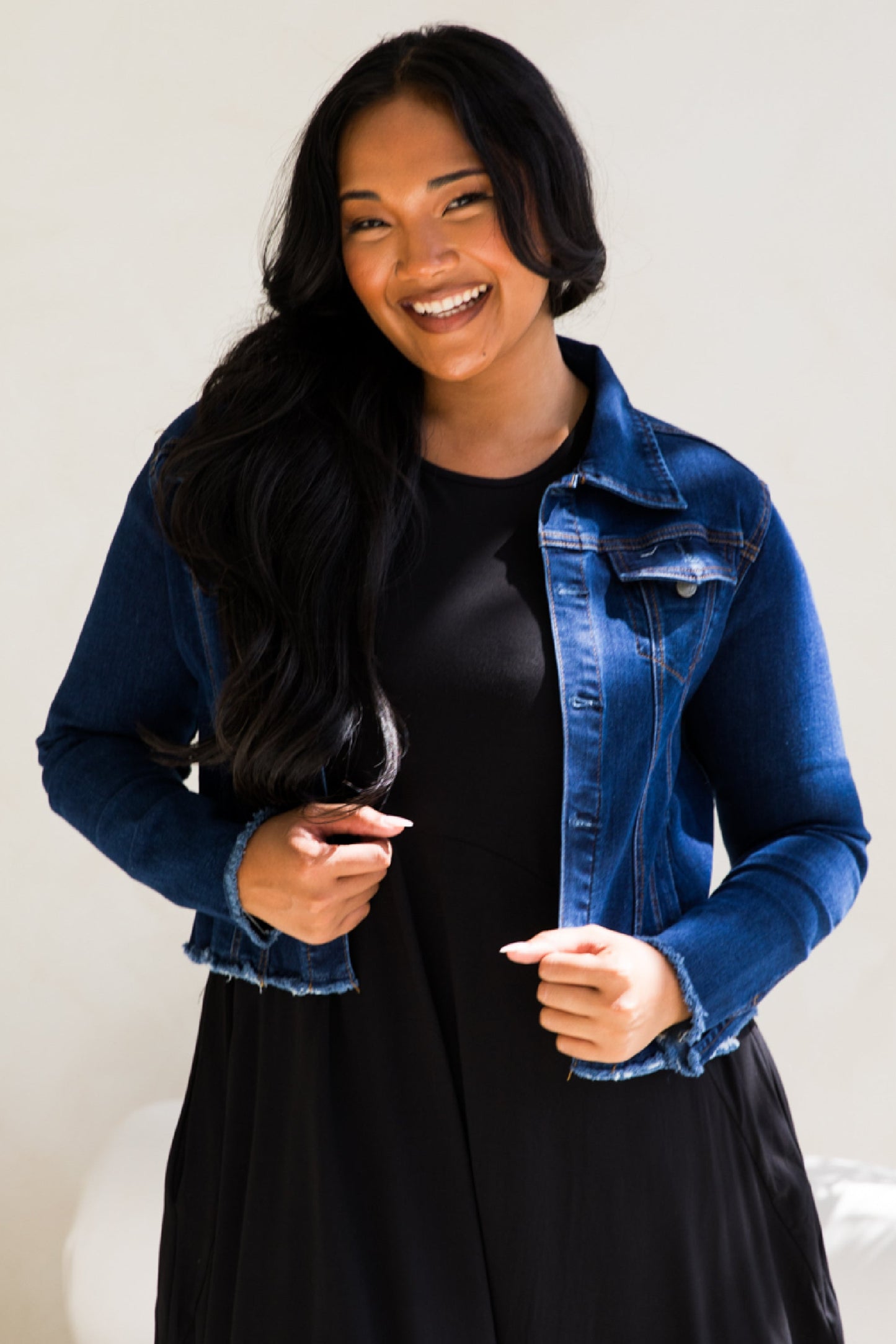 Frayed Denim Jacket | Dark Blue | FINAL SALE