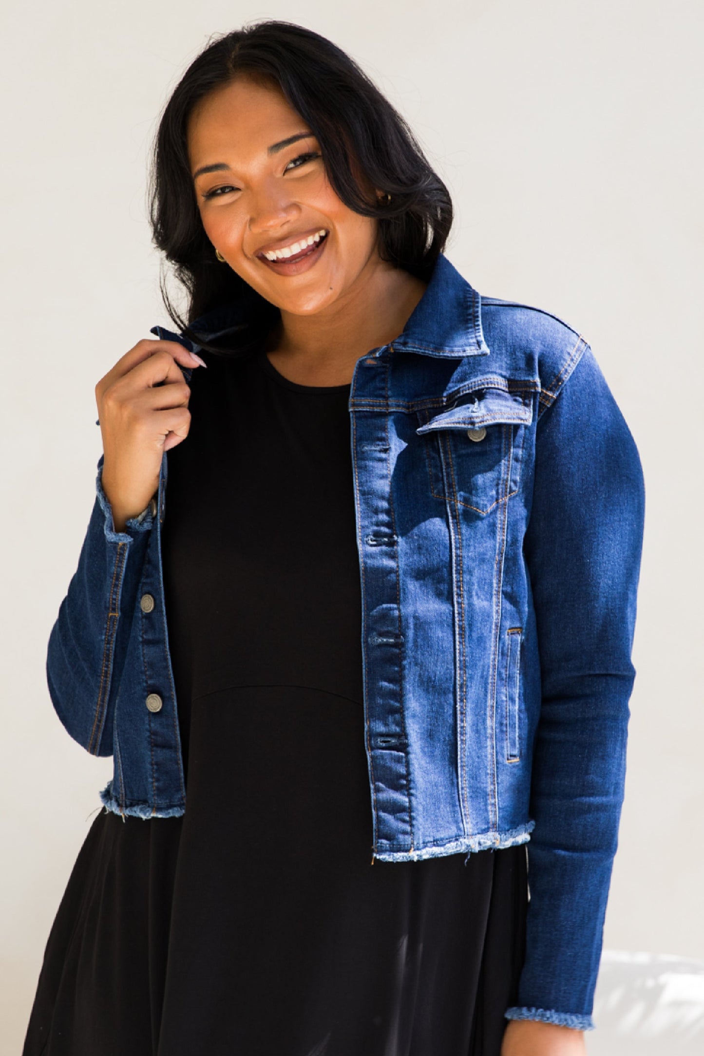Frayed Denim Jacket | Dark Blue | FINAL SALE