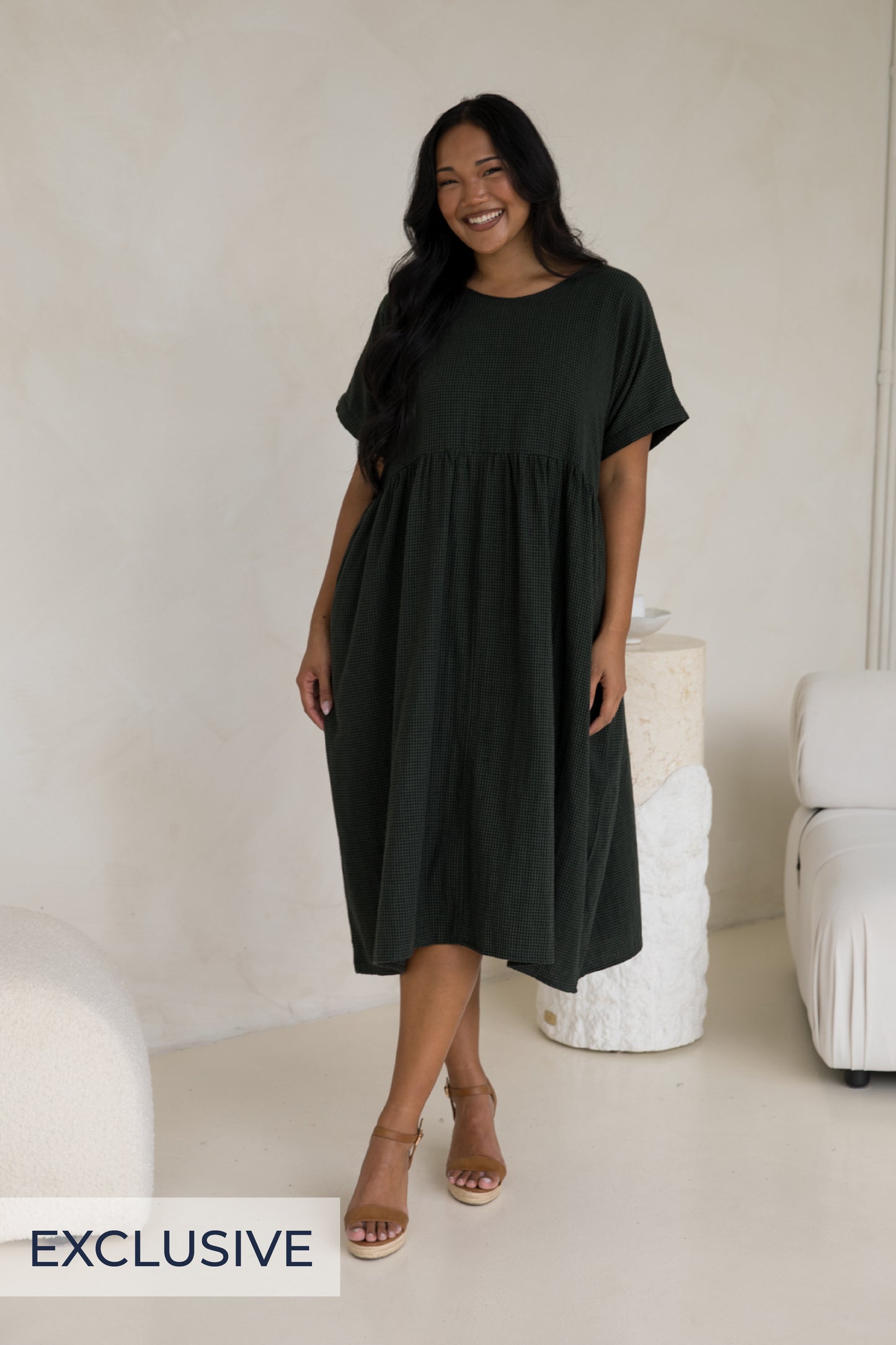 Darcy Dress in Forest Check