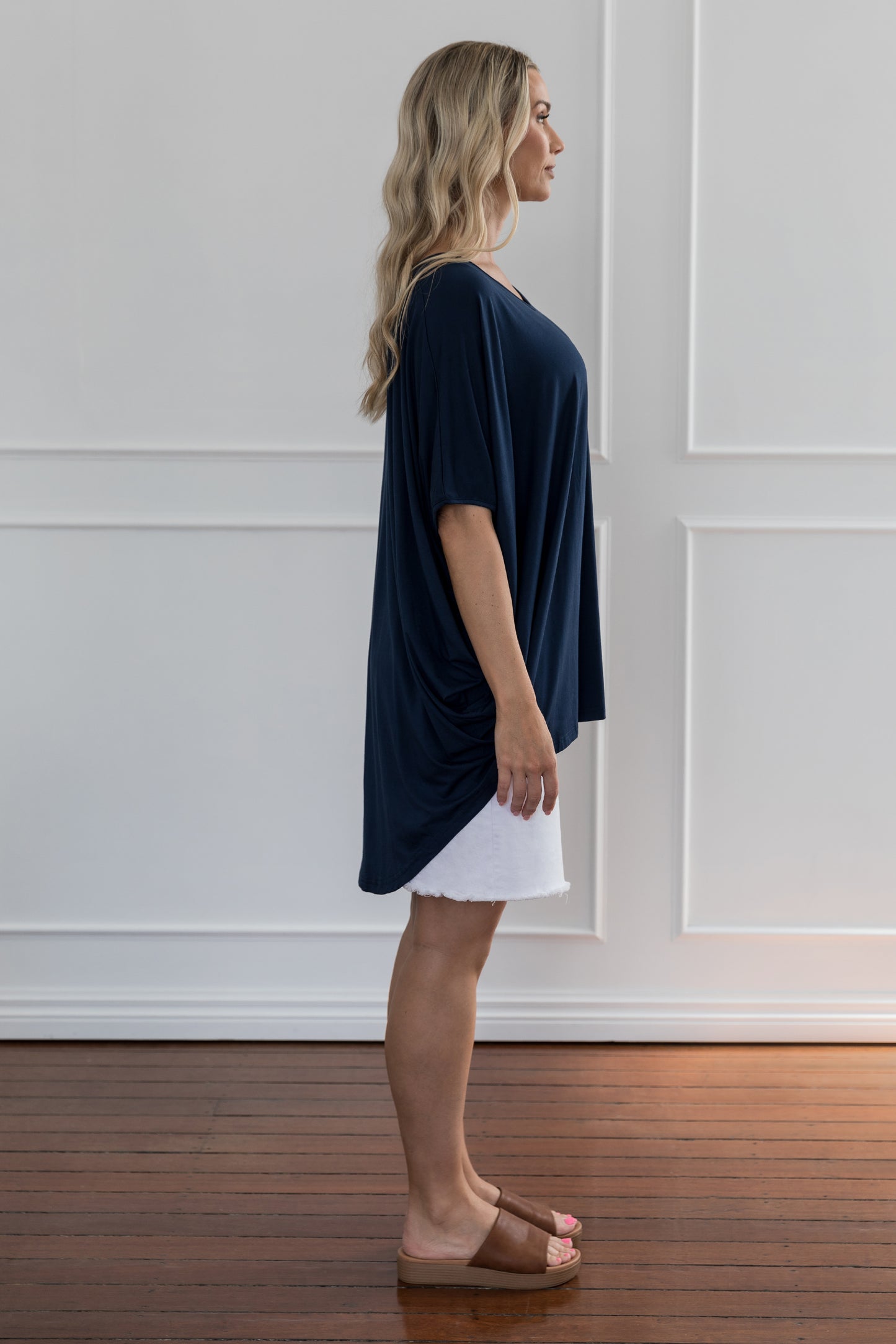Plus-Sized Navy Tops | PQ Collection | Hi Low Miracle Top