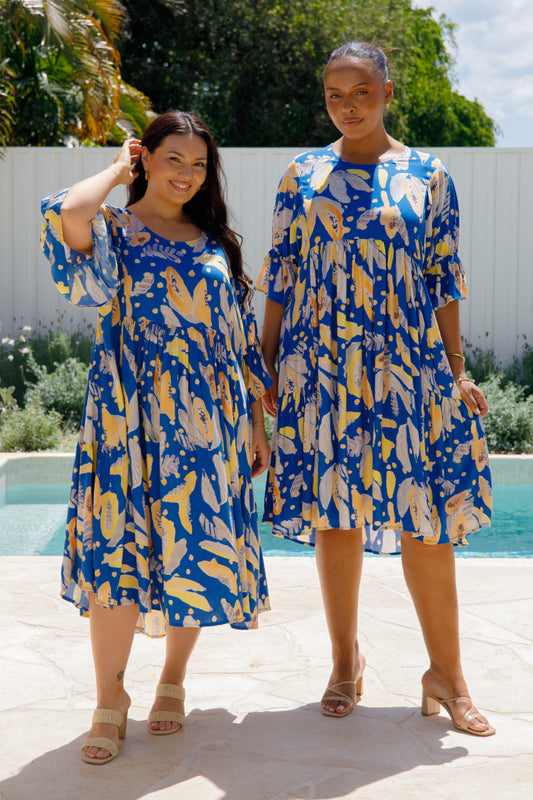 IVY Rayon Half Sleeve Classic/Midi Dress | Blue Fruit Punch | FINAL SALE
