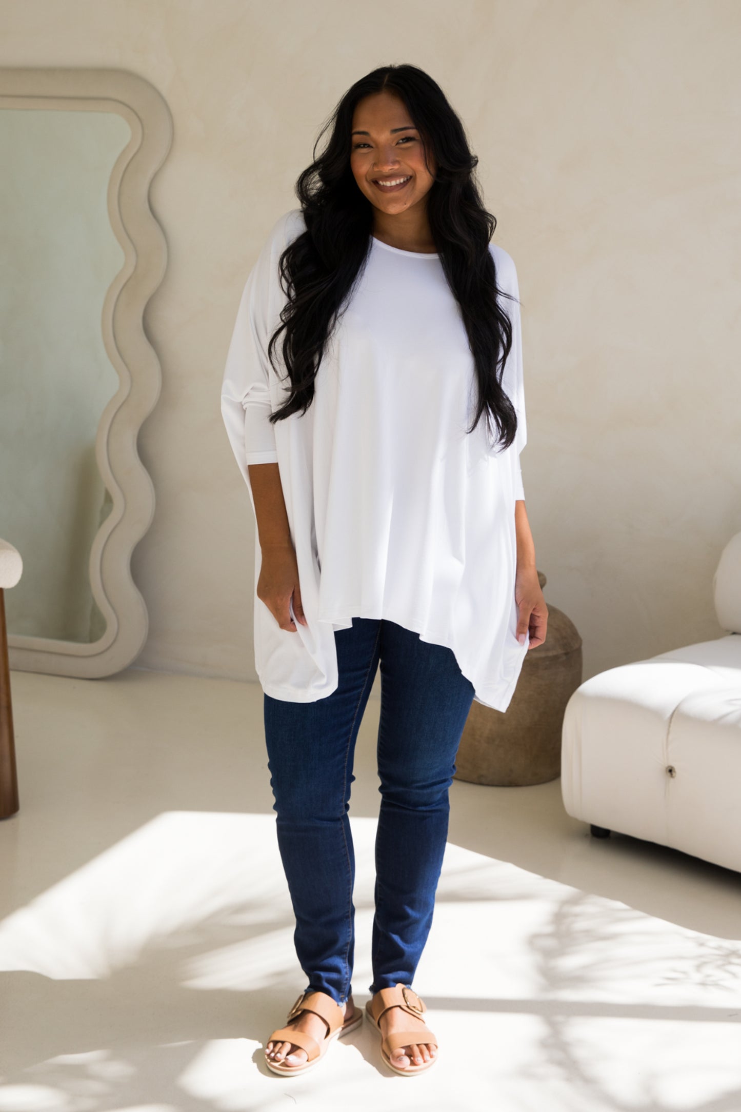 Long Sleeve Essential Top | White