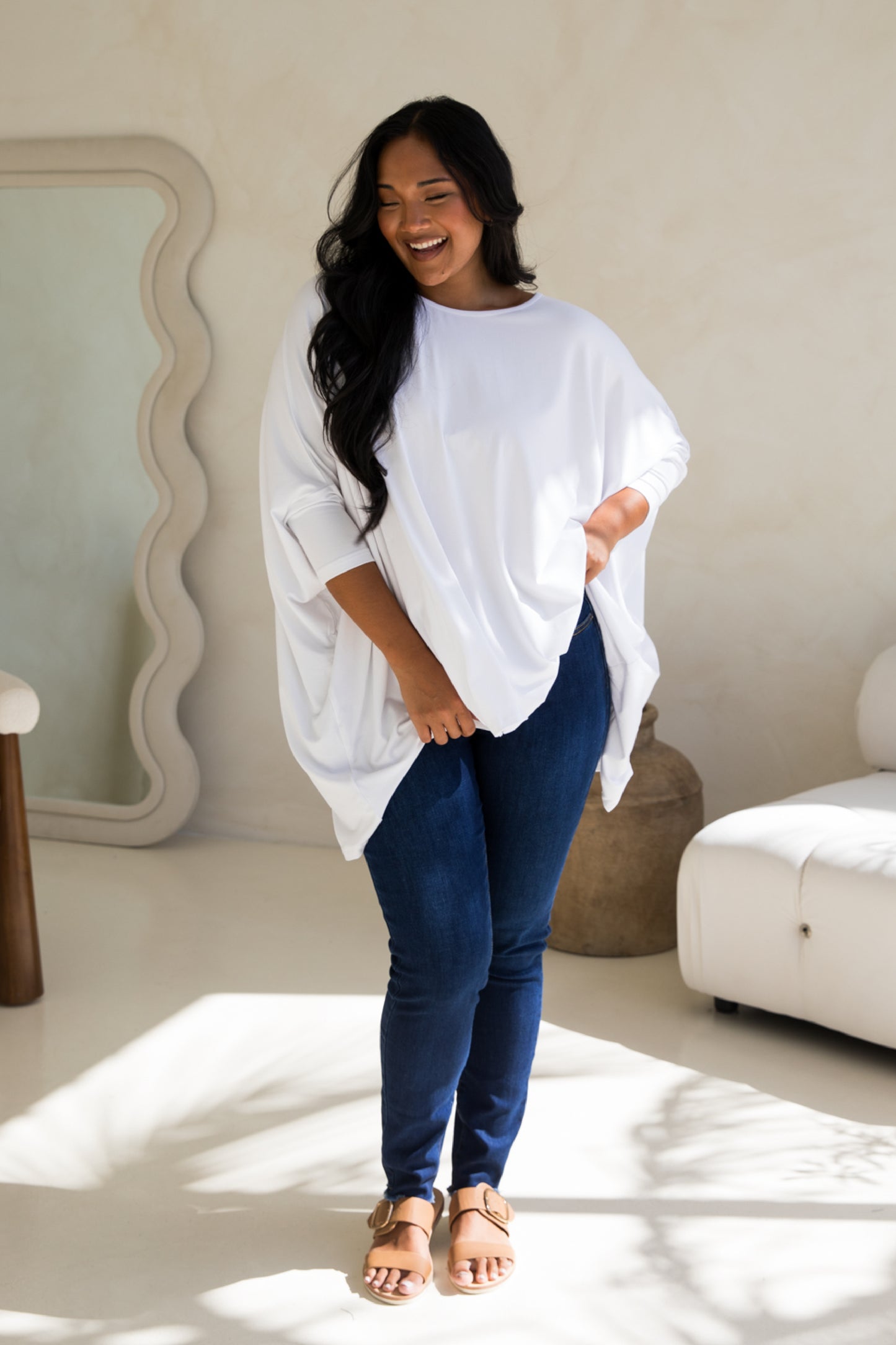 Long Sleeve Essential Top | White