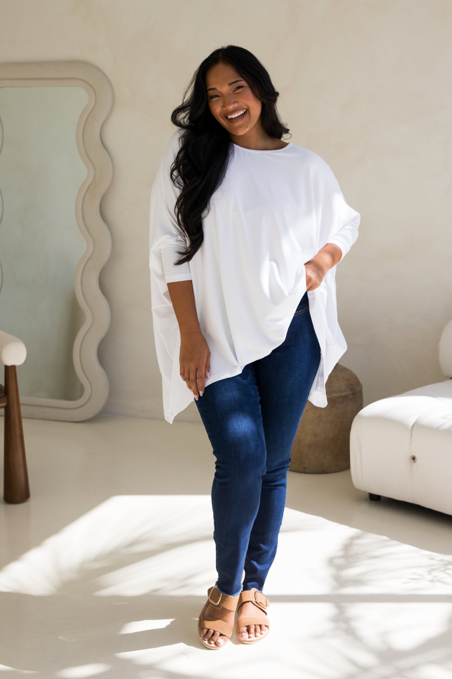 Long Sleeve Essential Top | White