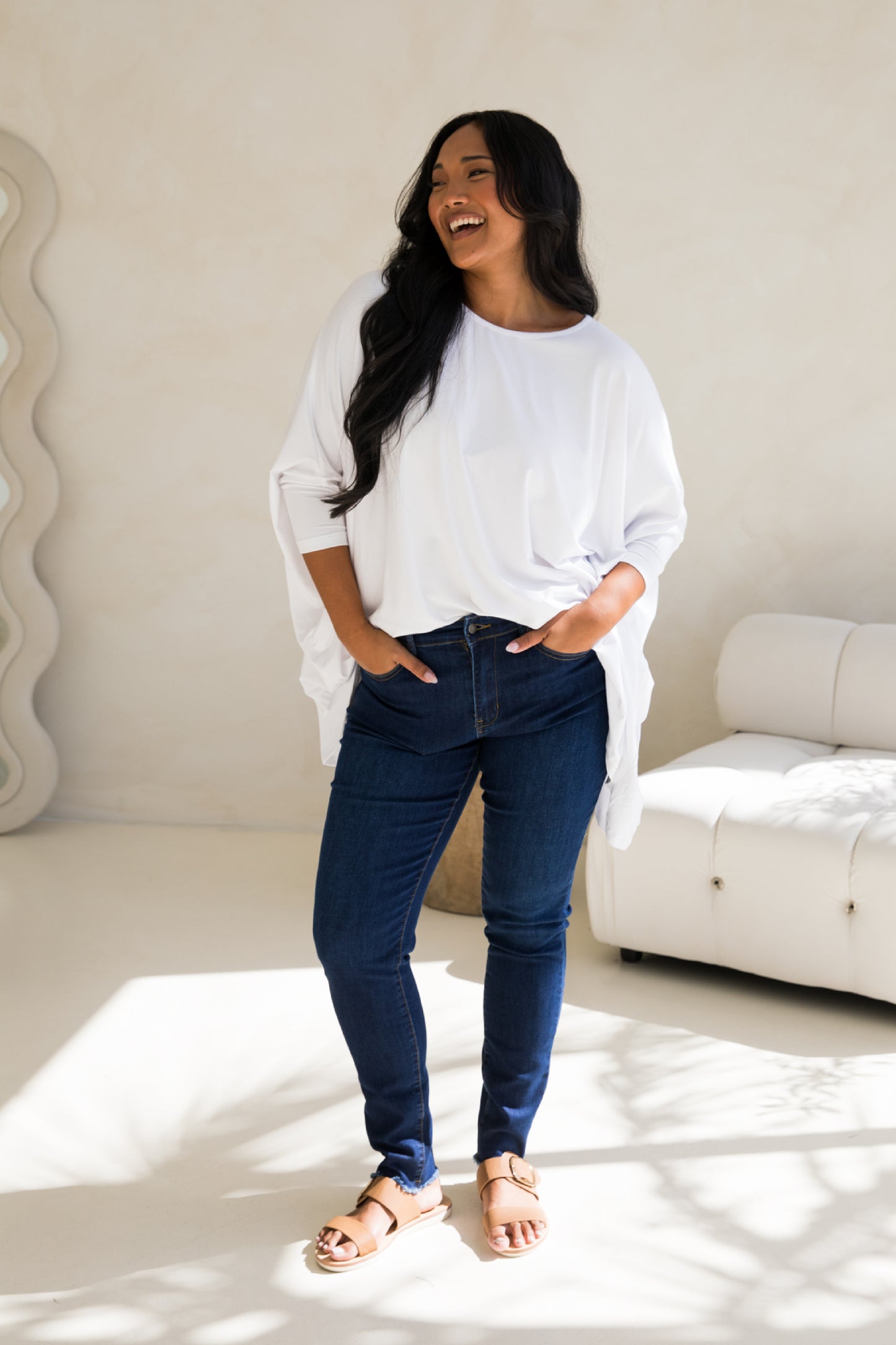 Long Sleeve Essential Top | White