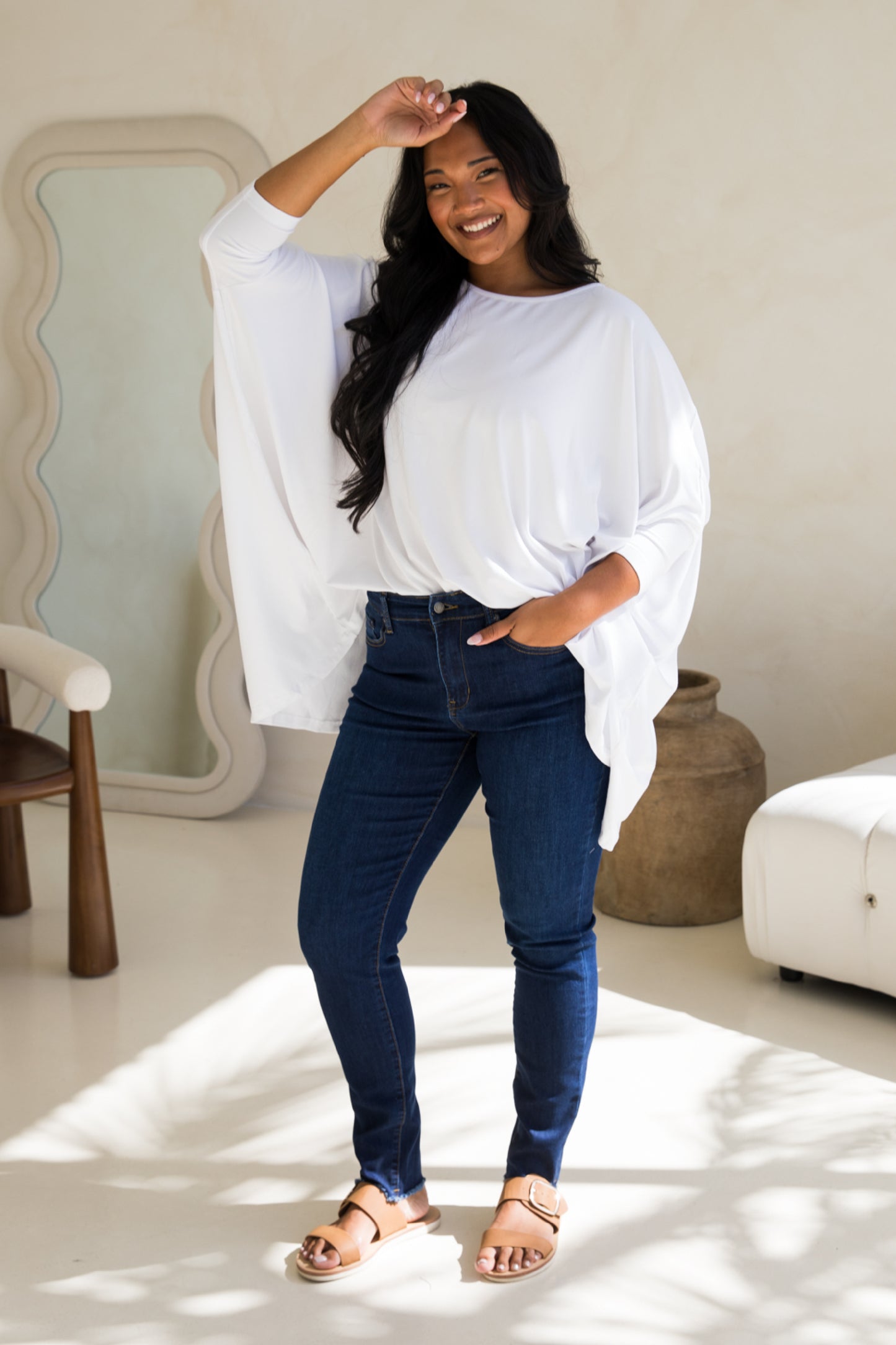 Long Sleeve Essential Top | White