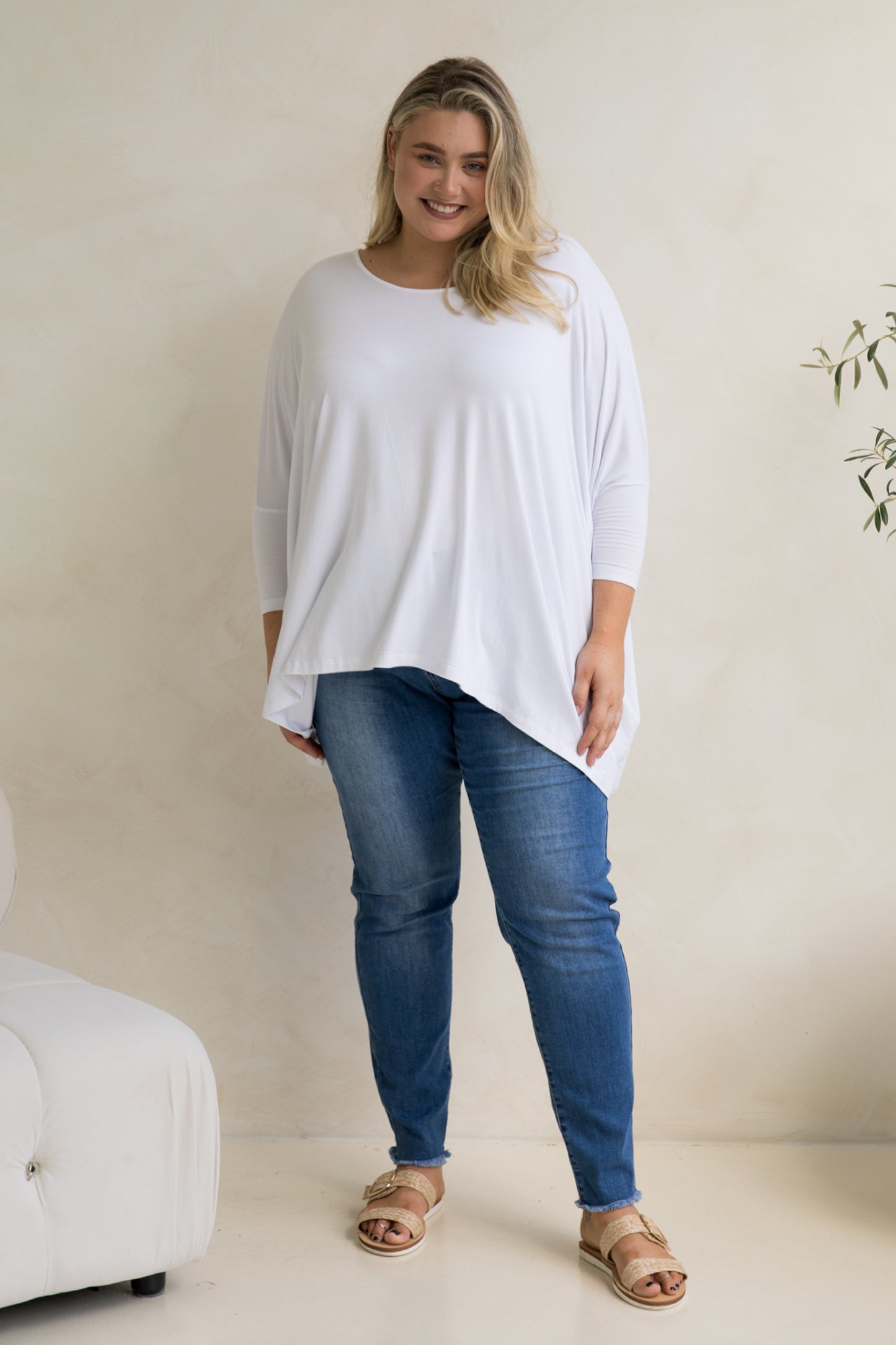 Long Sleeve Essential Top | White