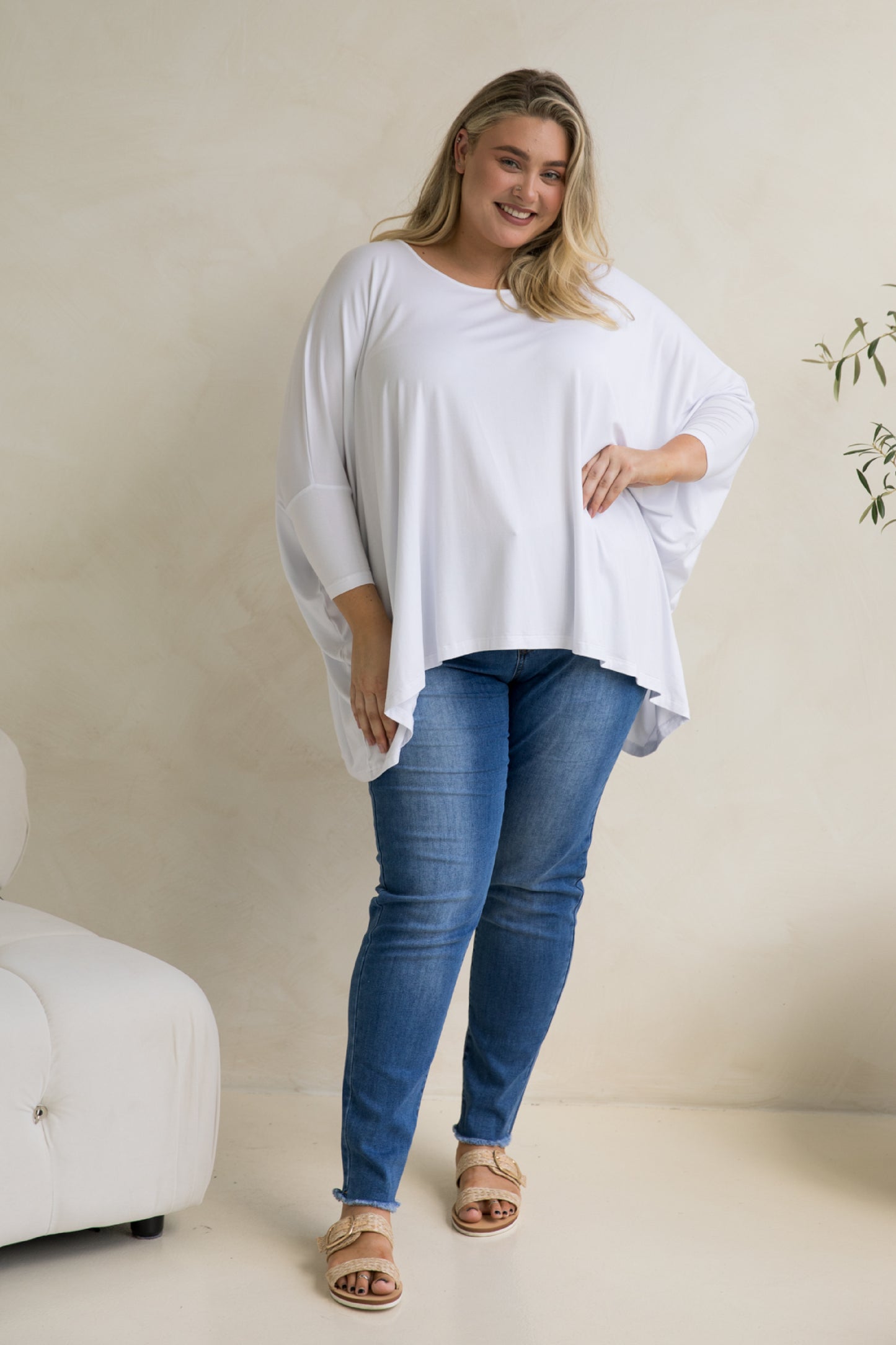 Long Sleeve Essential Top | White