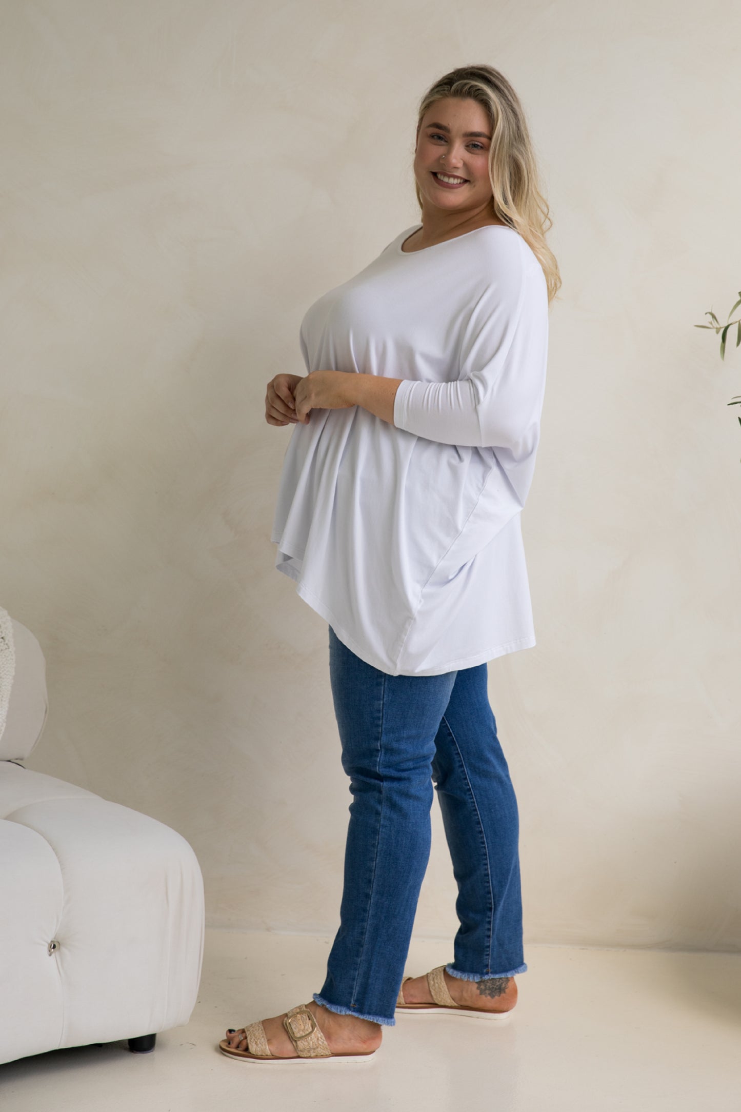 Long Sleeve Essential Top | White