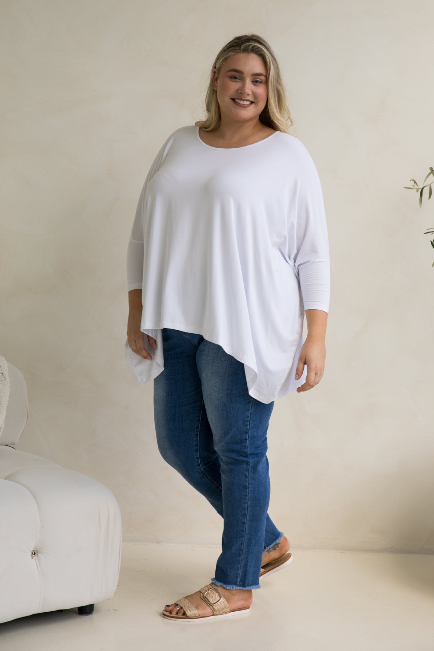 Long Sleeve Essential Top | White