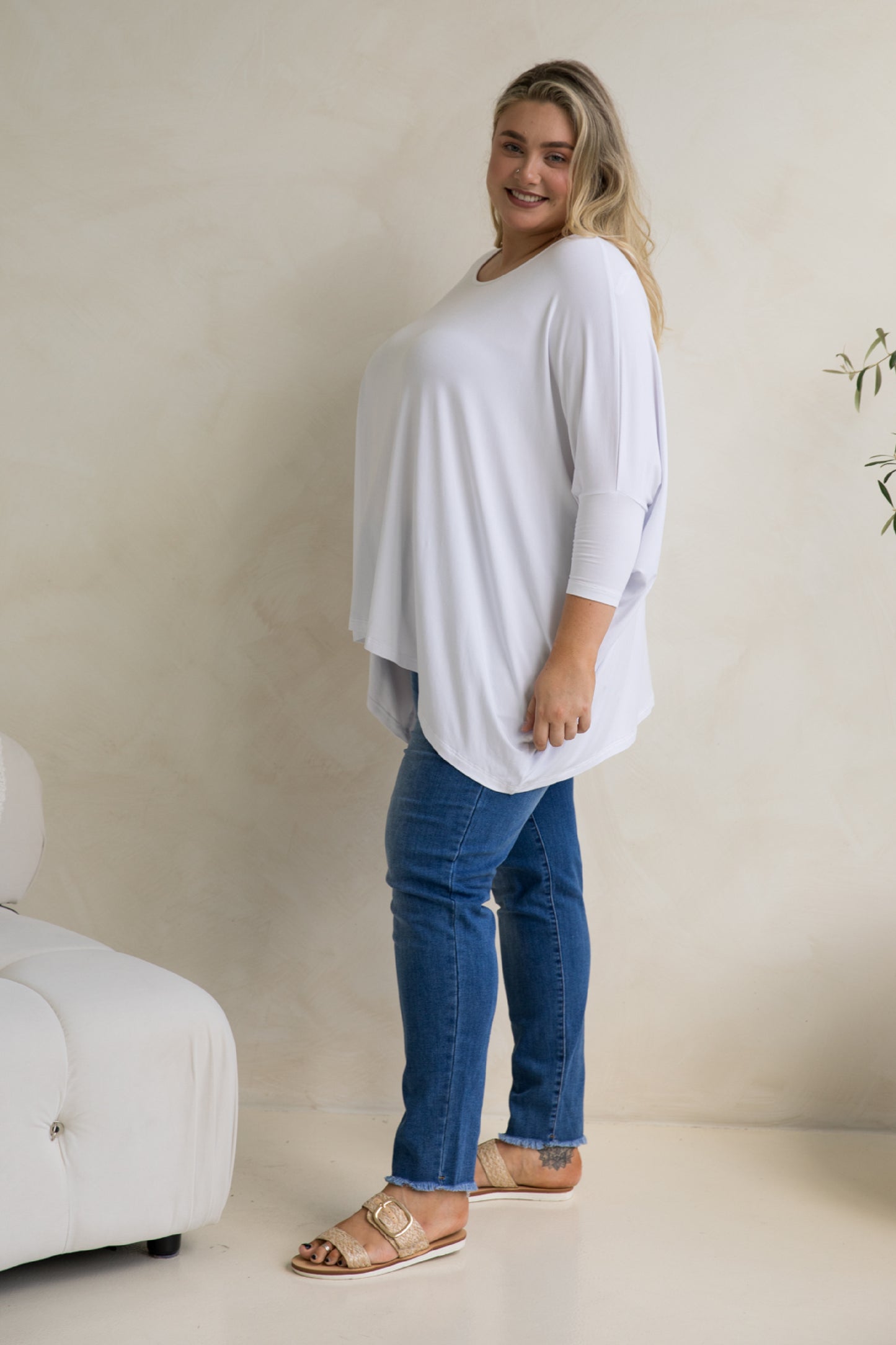 Long Sleeve Essential Top | White