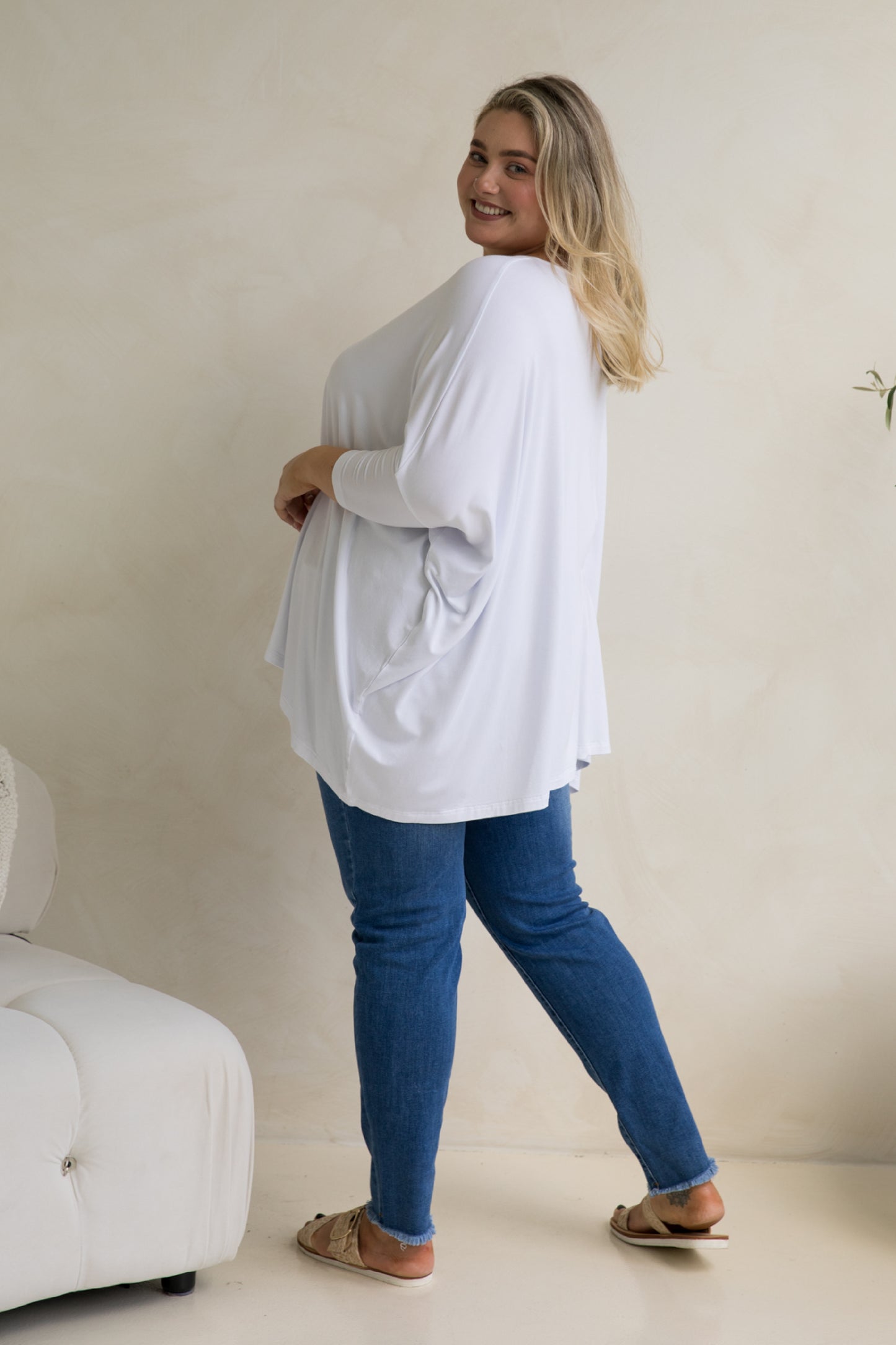 Long Sleeve Essential Top | White