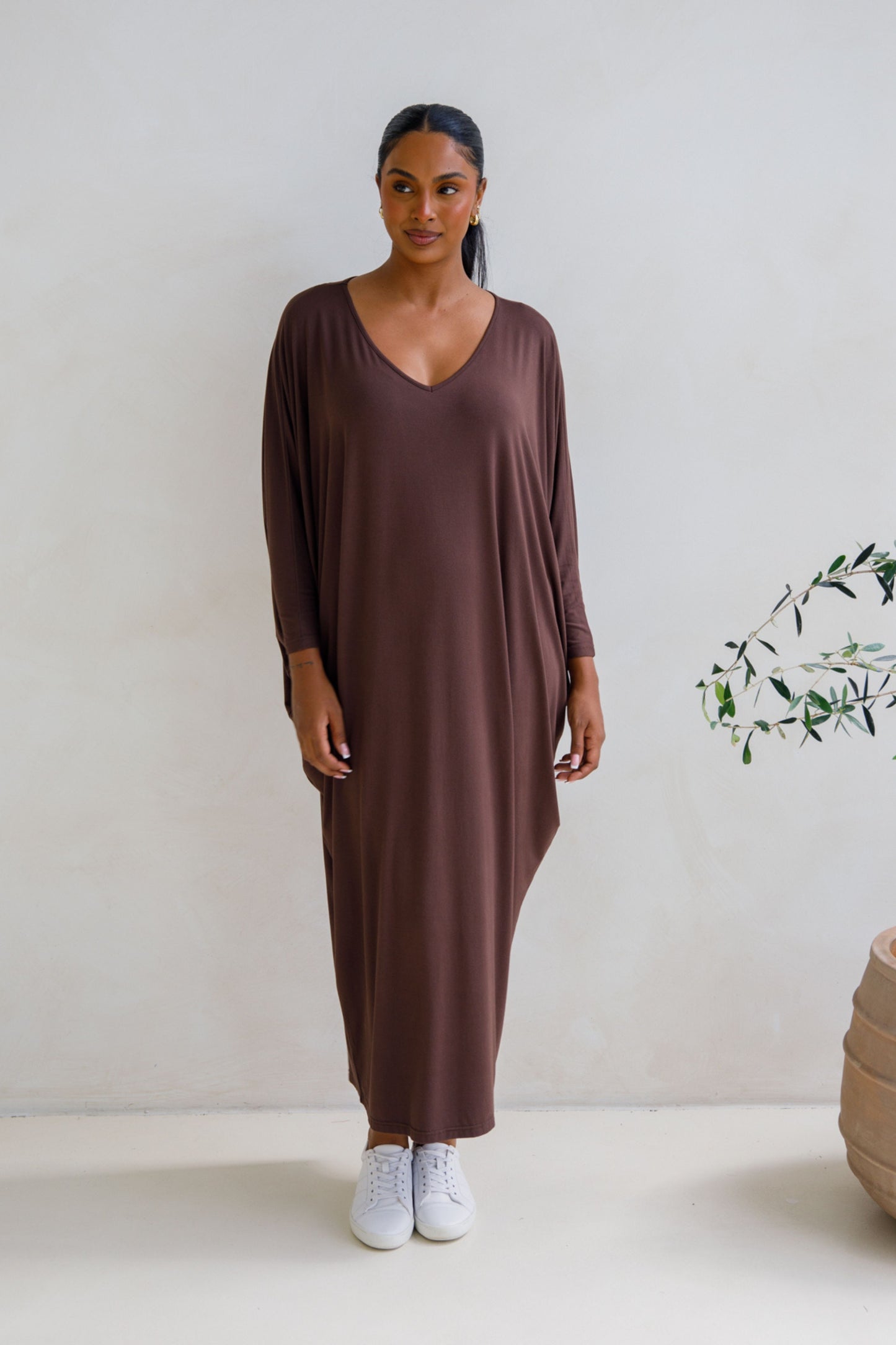 Long Sleeve Maxi Miracle Dress | Chocolate