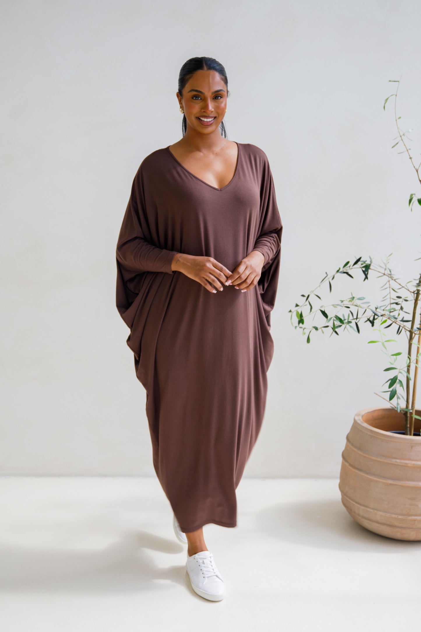 Long Sleeve Maxi Miracle Dress | Chocolate