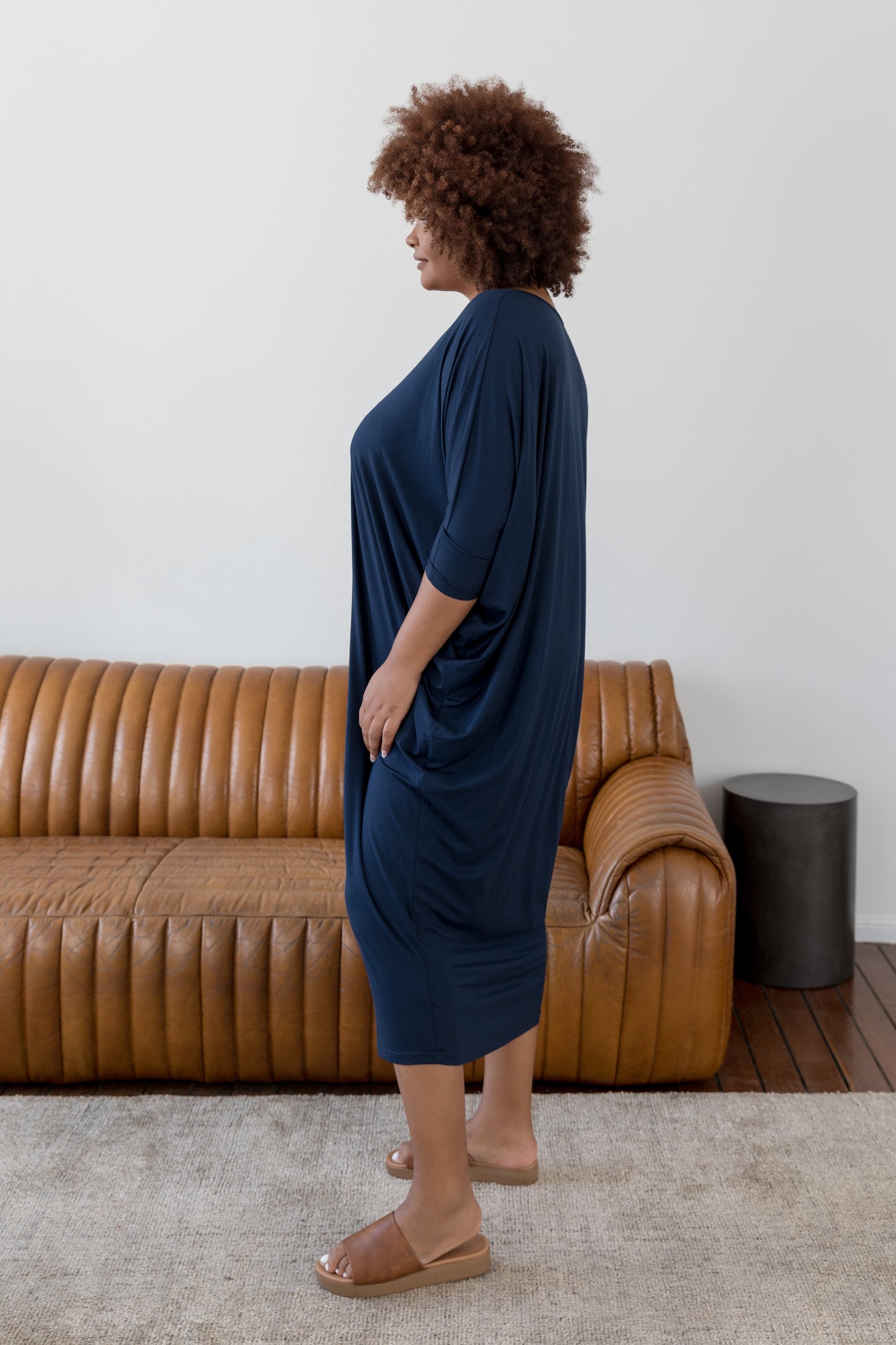 Plus-Sized Navy Dresses PQ Collection Long Sleeve Maxi Miracle Dress