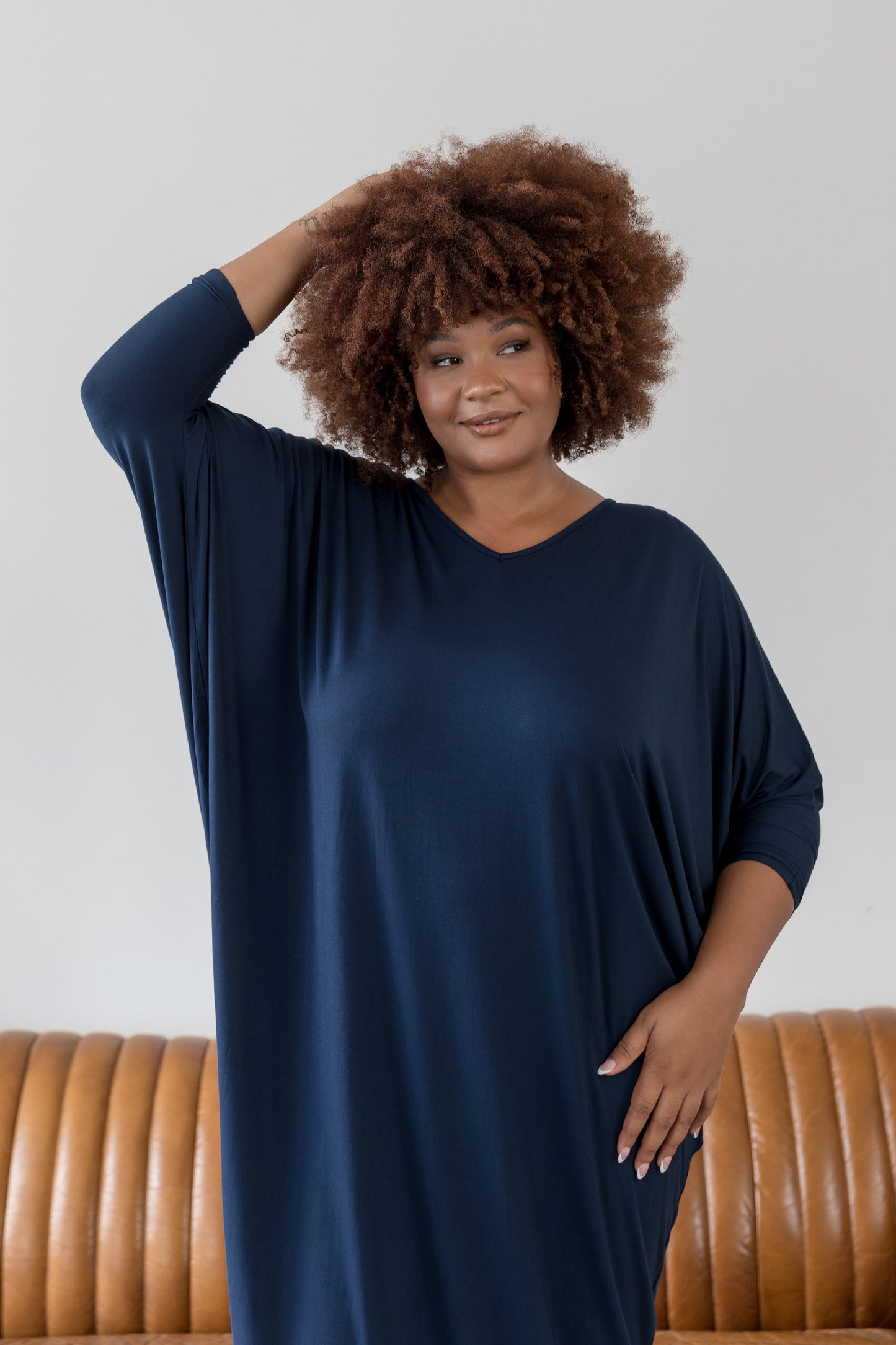 Plus-Sized Navy Dresses PQ Collection Long Sleeve Maxi Miracle Dress