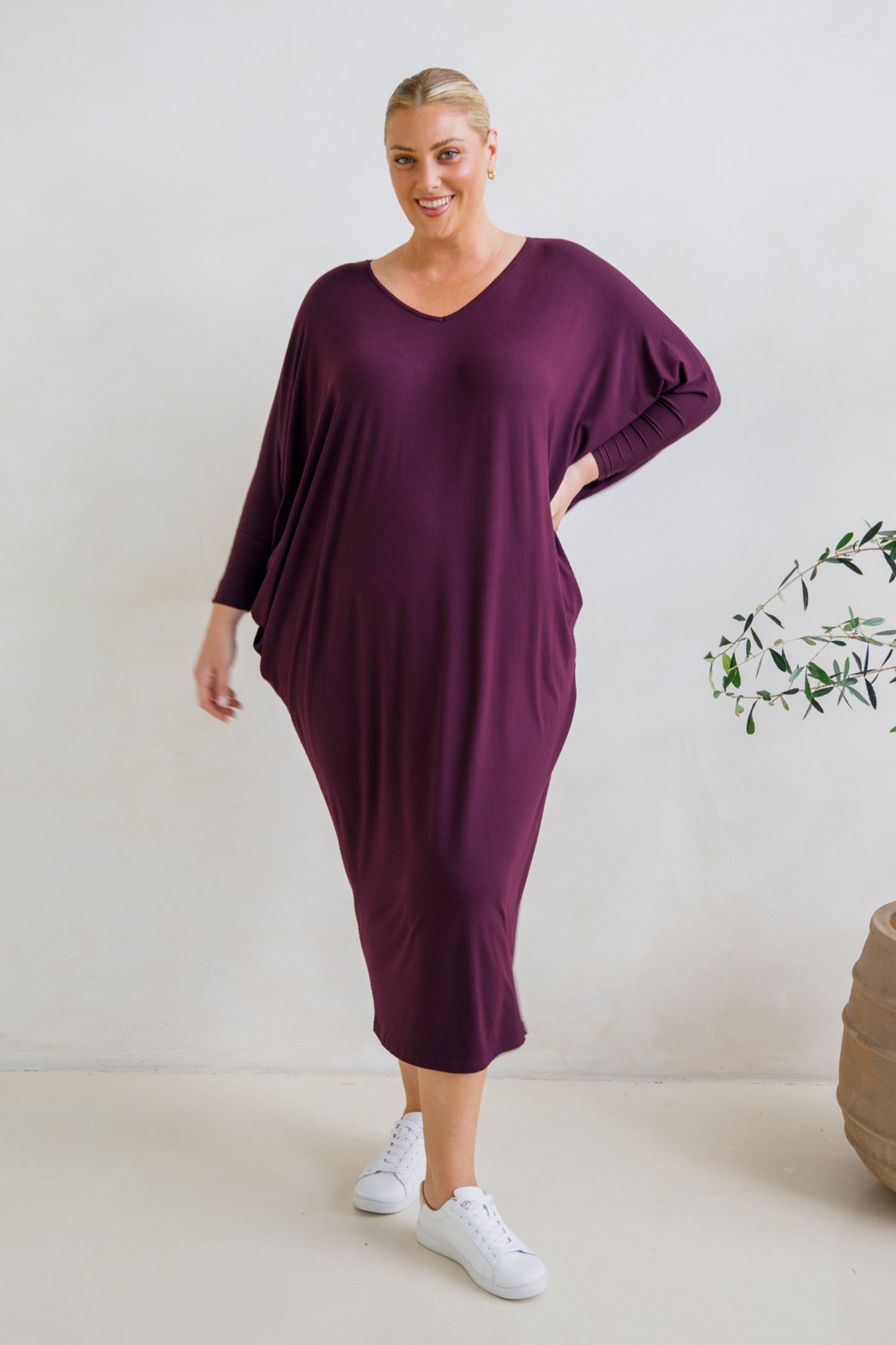 Long Sleeve Maxi Miracle Dress | Berry
